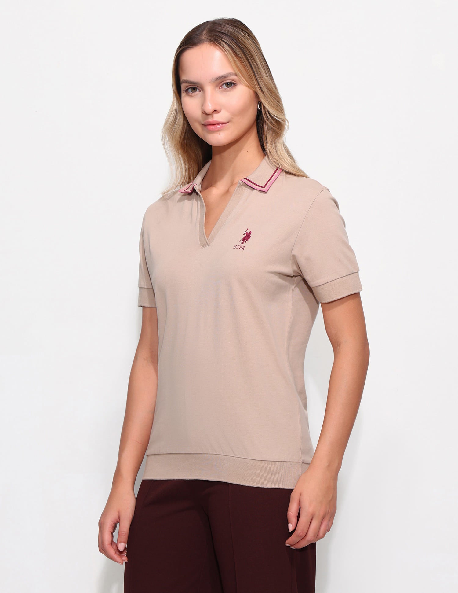 Relaxed Fit Solid Polo Shirt Brown - U.S. Polo Assn. India | Large