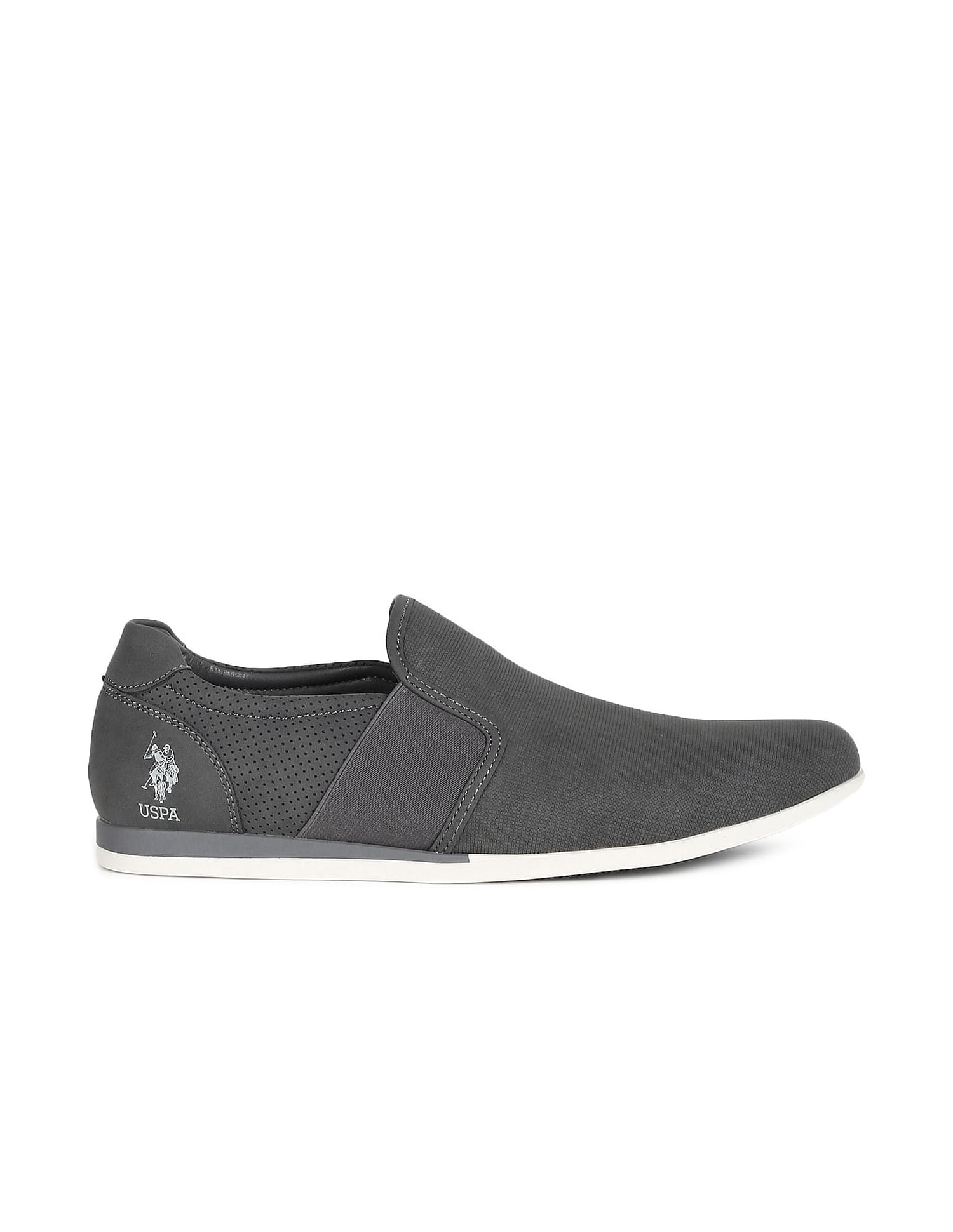 Round Toe Textured Sergio 2.0 Slip On Shoes Grey - U.S. Polo Assn. India | Large