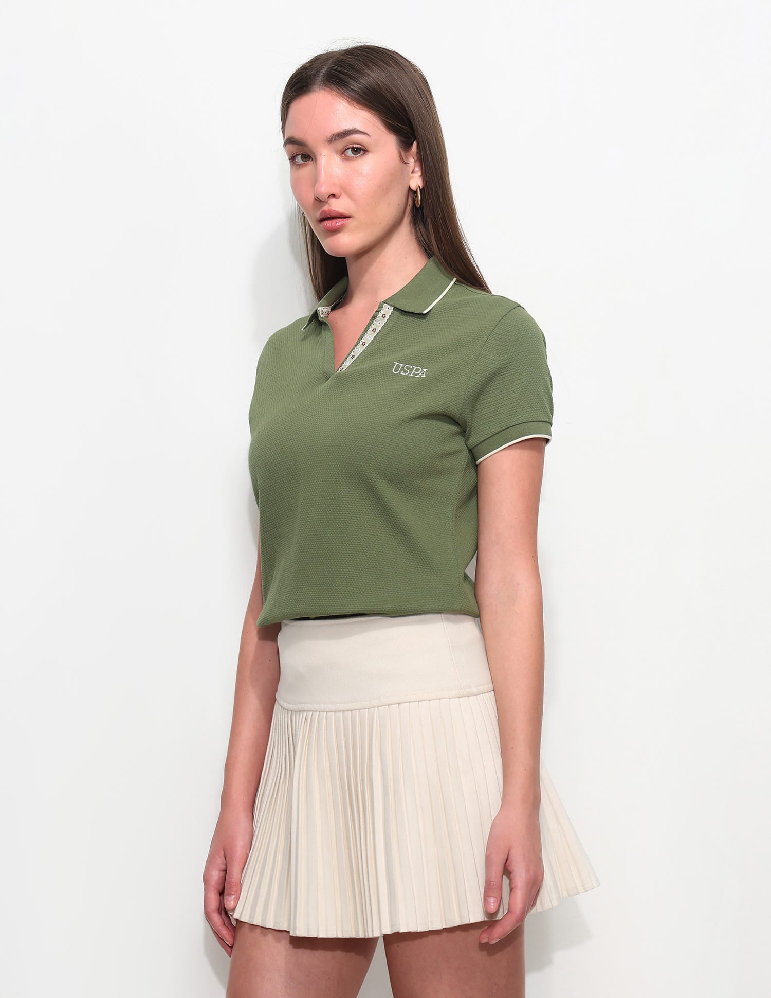 Regular Fit Textured Polo Shirt Green - U.S. Polo Assn. India | Large