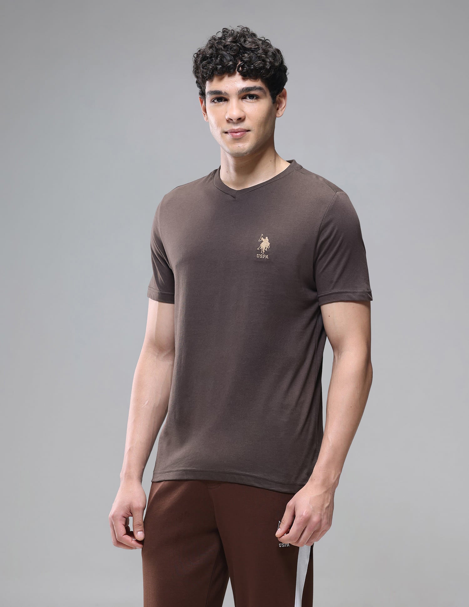 Breathable Comfort Fit I638 Lounge T-Shirt - Pack Of 1 Choco - U.S. Polo Assn. India | Large