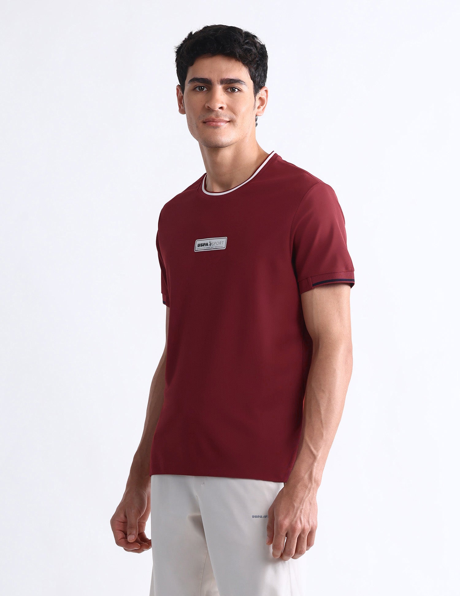 Solid Slim Fit T-Shirt Maroon - U.S. Polo Assn. India | Large