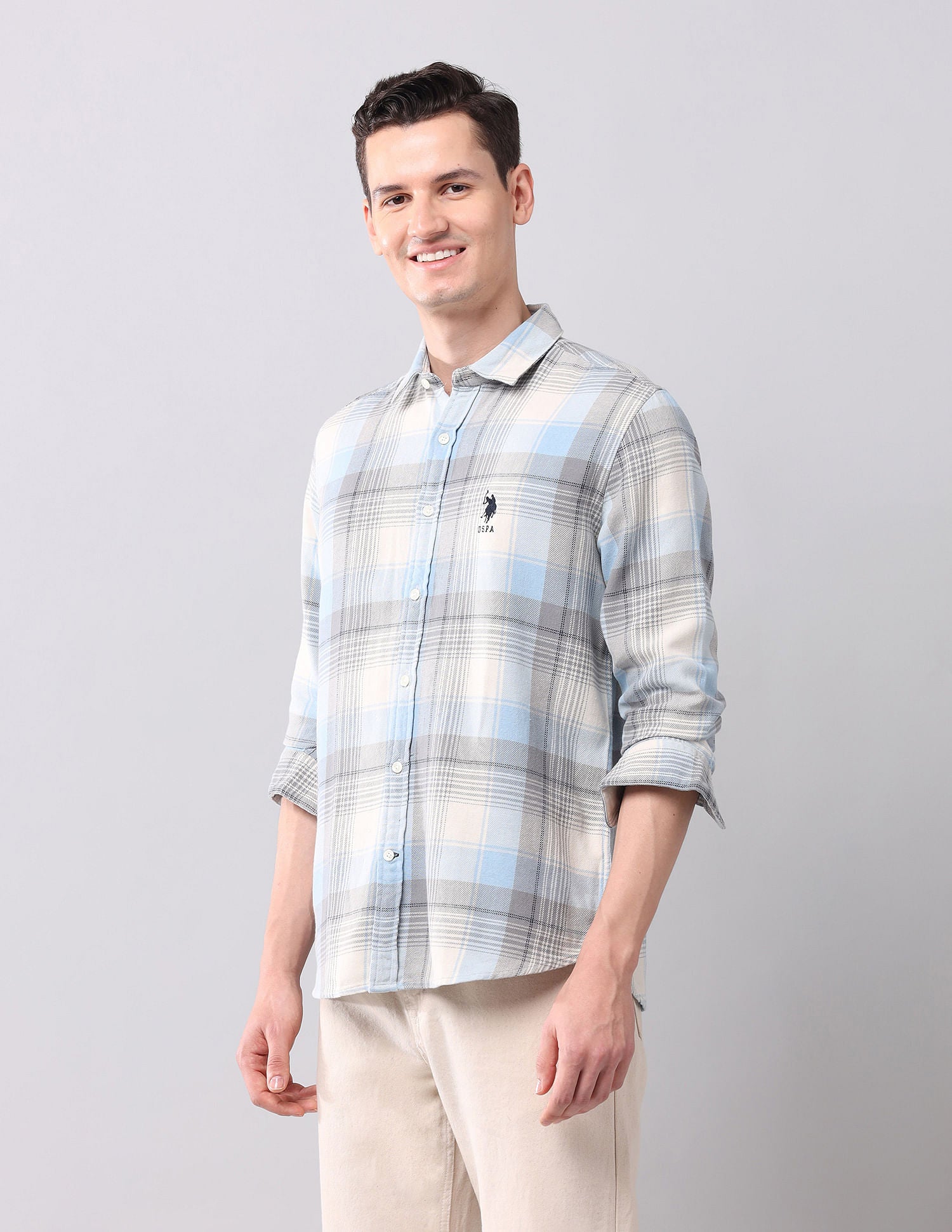 Regular Fit Checked Shirt Blue - U.S. POLO ASSN. | Large