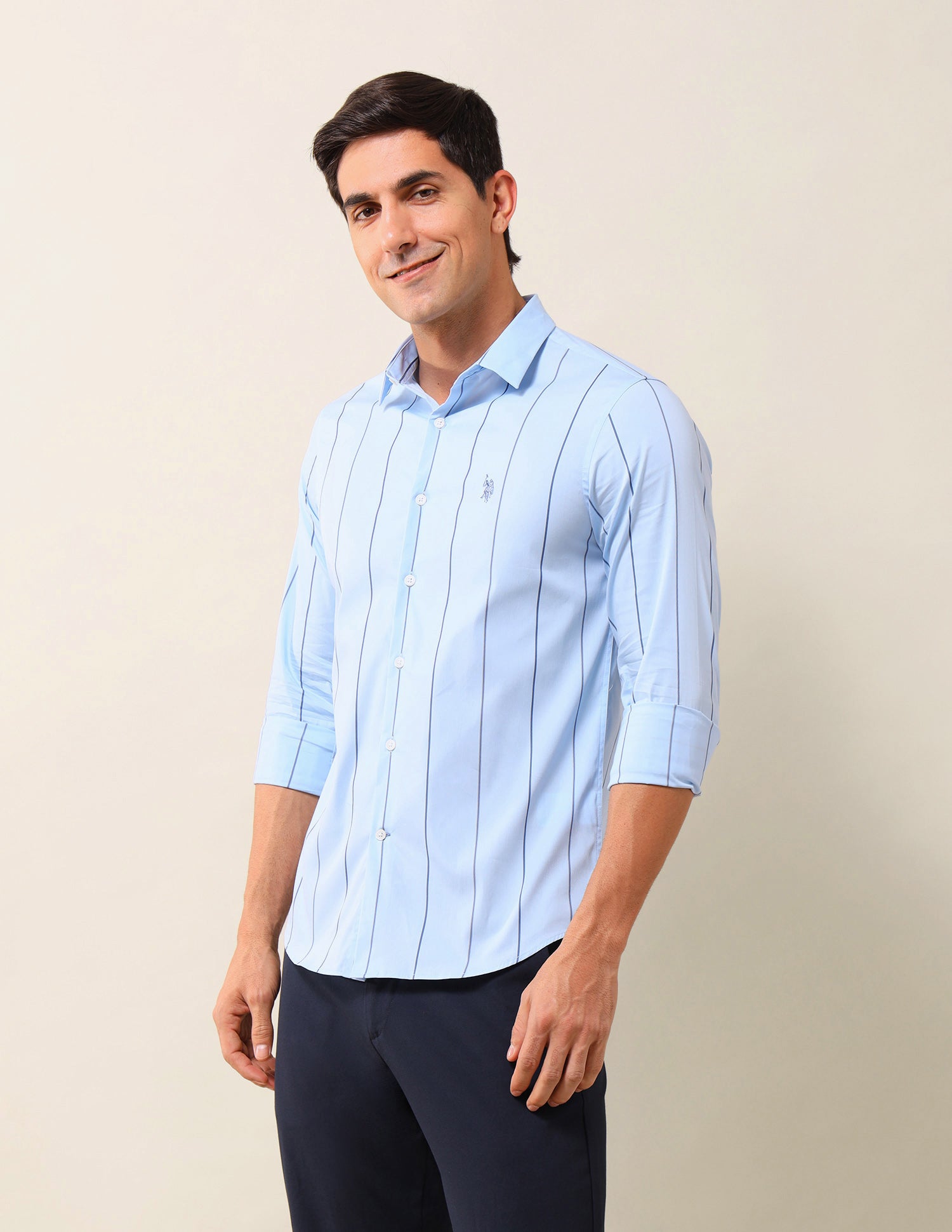 Vertical Striped Tailored Fit Shirt Blue - U.S. Polo Assn. India | Large