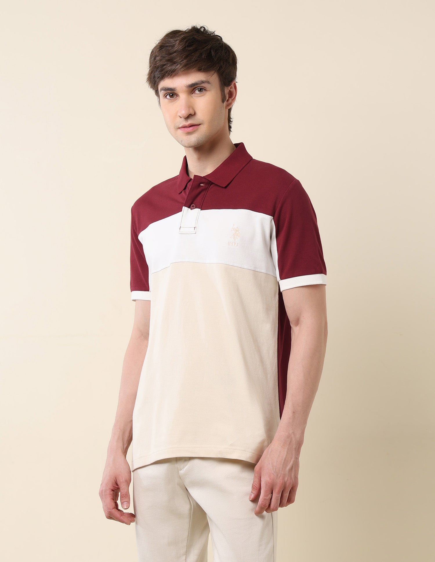 Colourblocked Classic Polo Shirt Wine - U.S. POLO ASSN. | Large