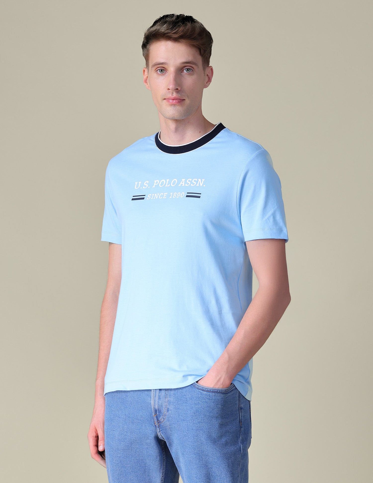 Brand Printed Slim Fit T-Shirt Blue - U.S. POLO ASSN. | Large