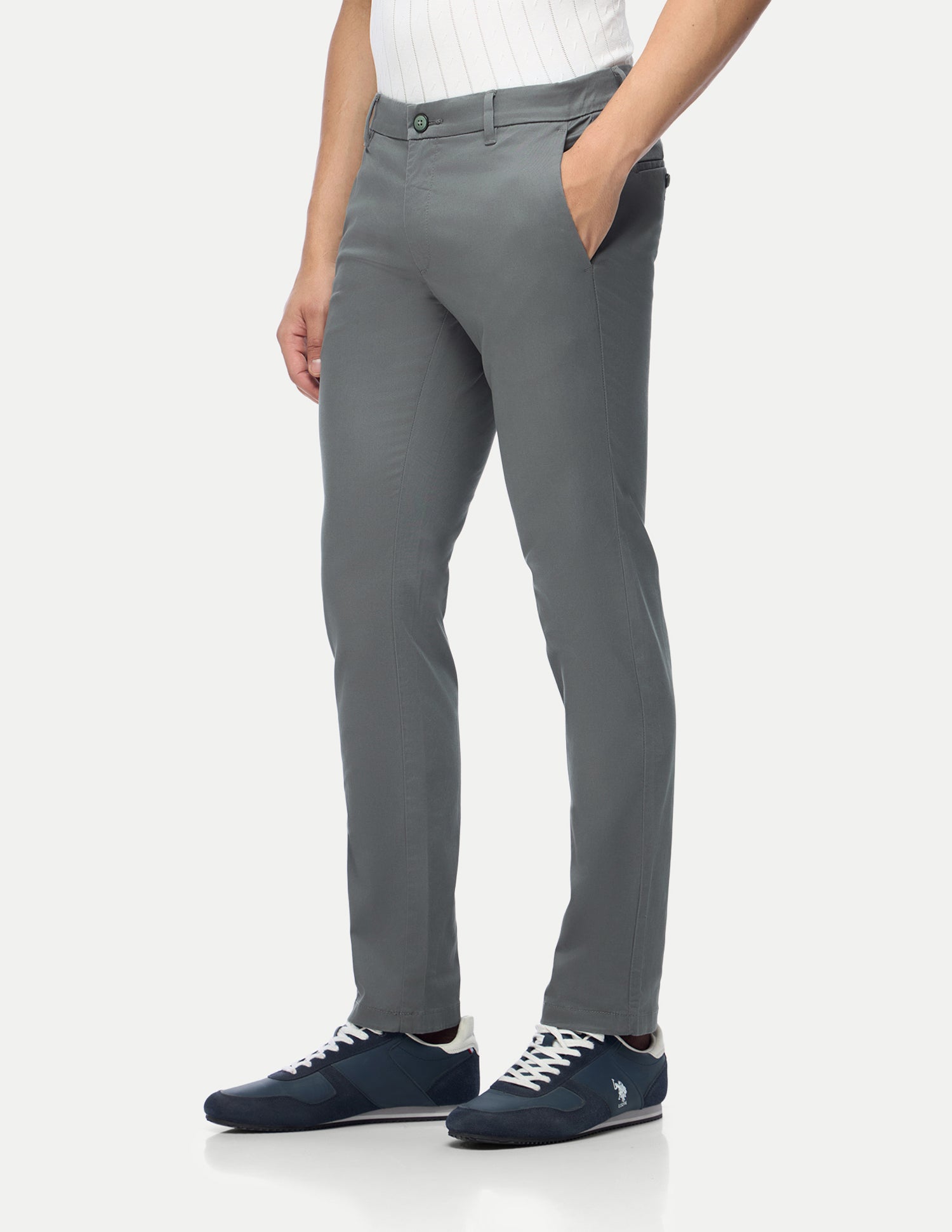 Denver Slim Fit Twill Trousers Dark Grey - U.S. Polo Assn. India | Large