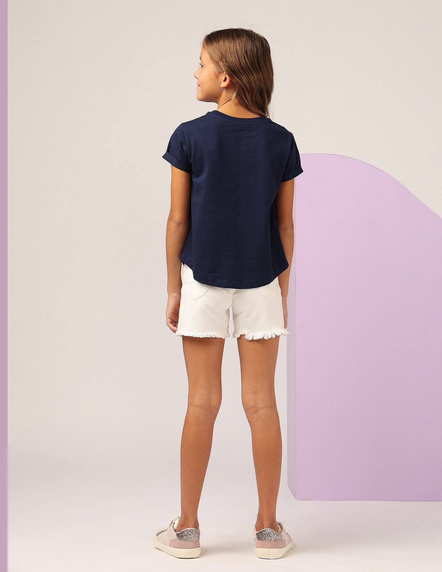 Girls Flip Sequins Relaxed Fit  T-Shirt Navy - U.S. POLO ASSN. | Large