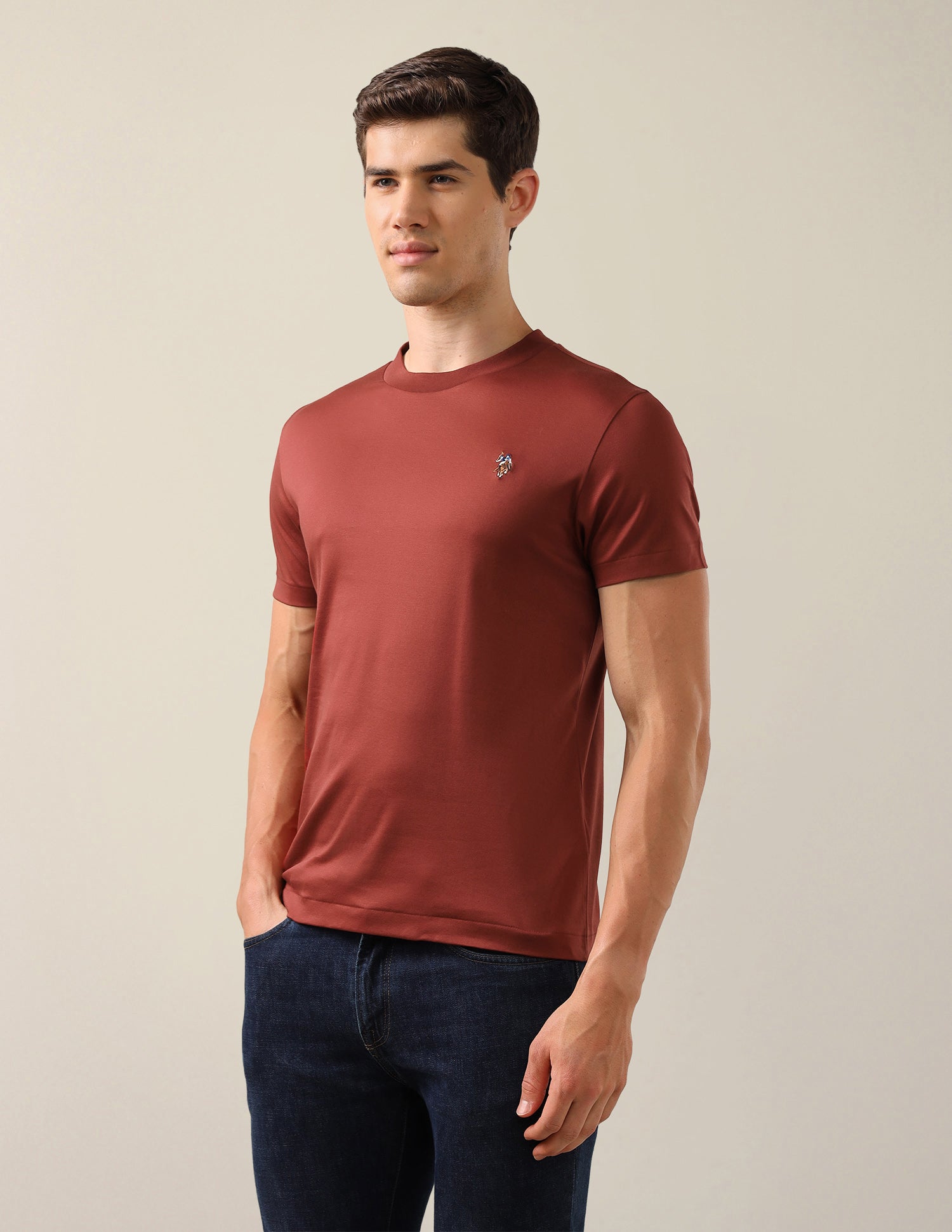 Solid Slim Fit T-Shirt Rust - U.S. Polo Assn. India | Large