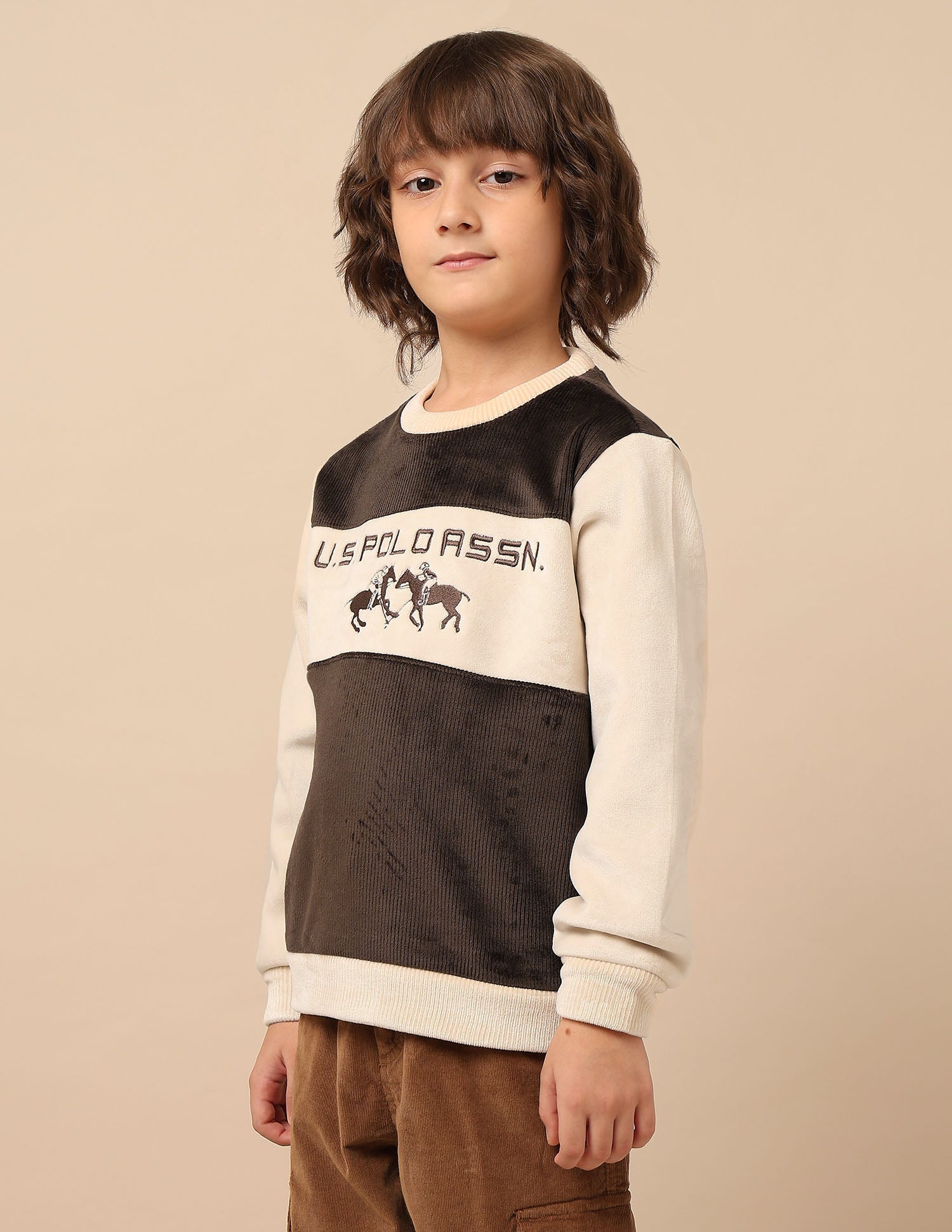 Boys Brand Embroidered Regular Fit Sweatshirt Off White - U.S. POLO ASSN. | Large