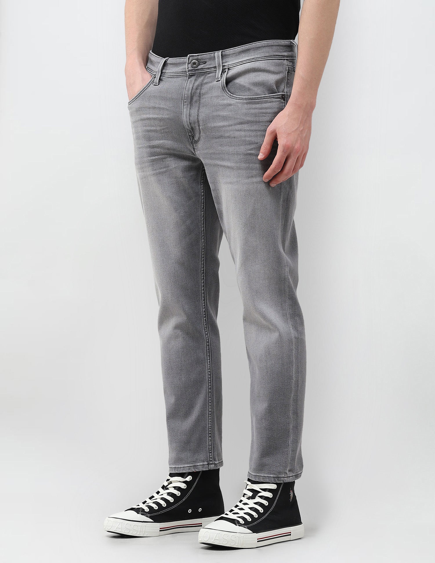 Cole Comfort Cropped Fit Grey Jeans Washed Grey - U.S. Polo Assn. India | Large