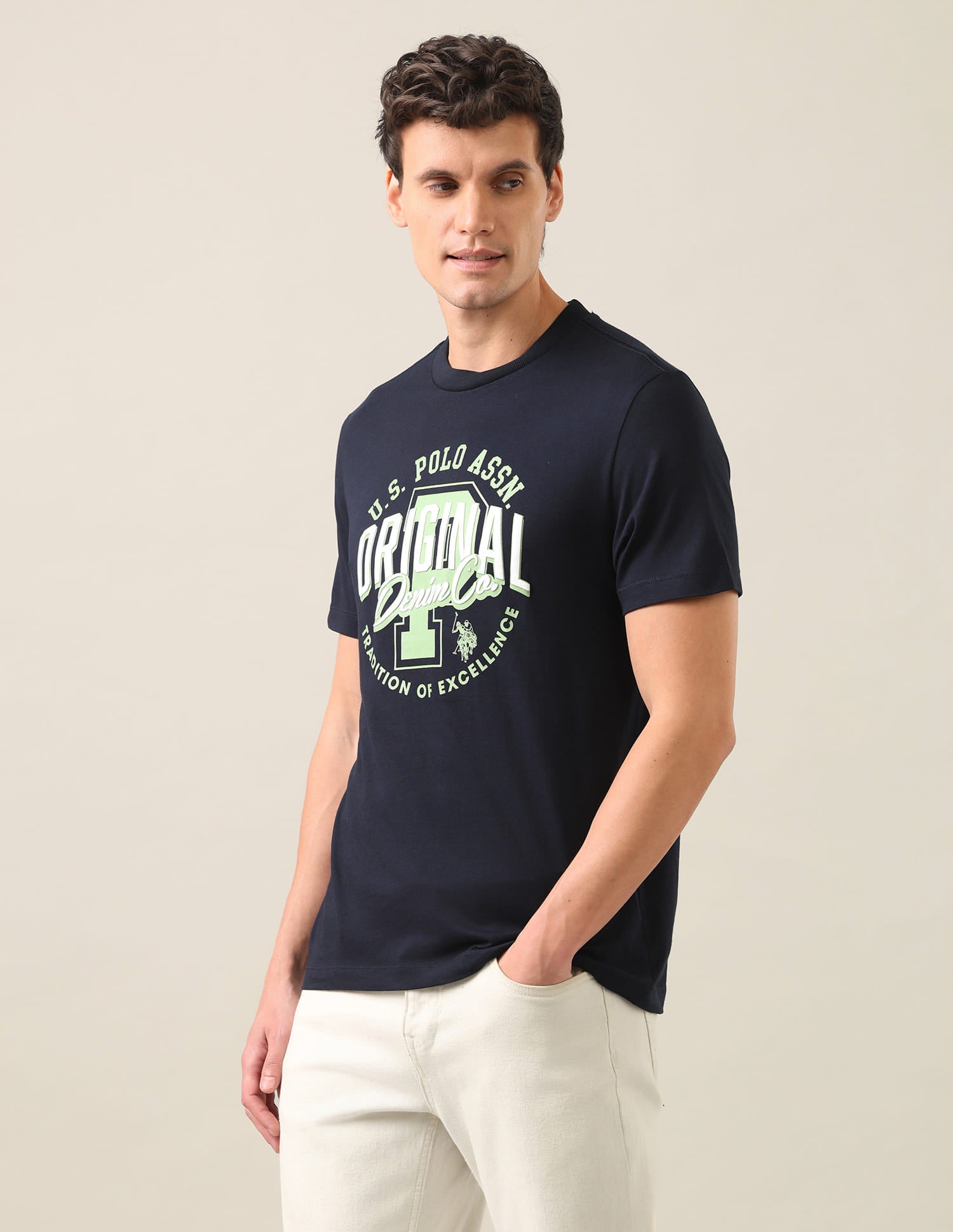 Graphic Printed Regular Fit T-Shirt Navy - U.S. Polo Assn. India | Large