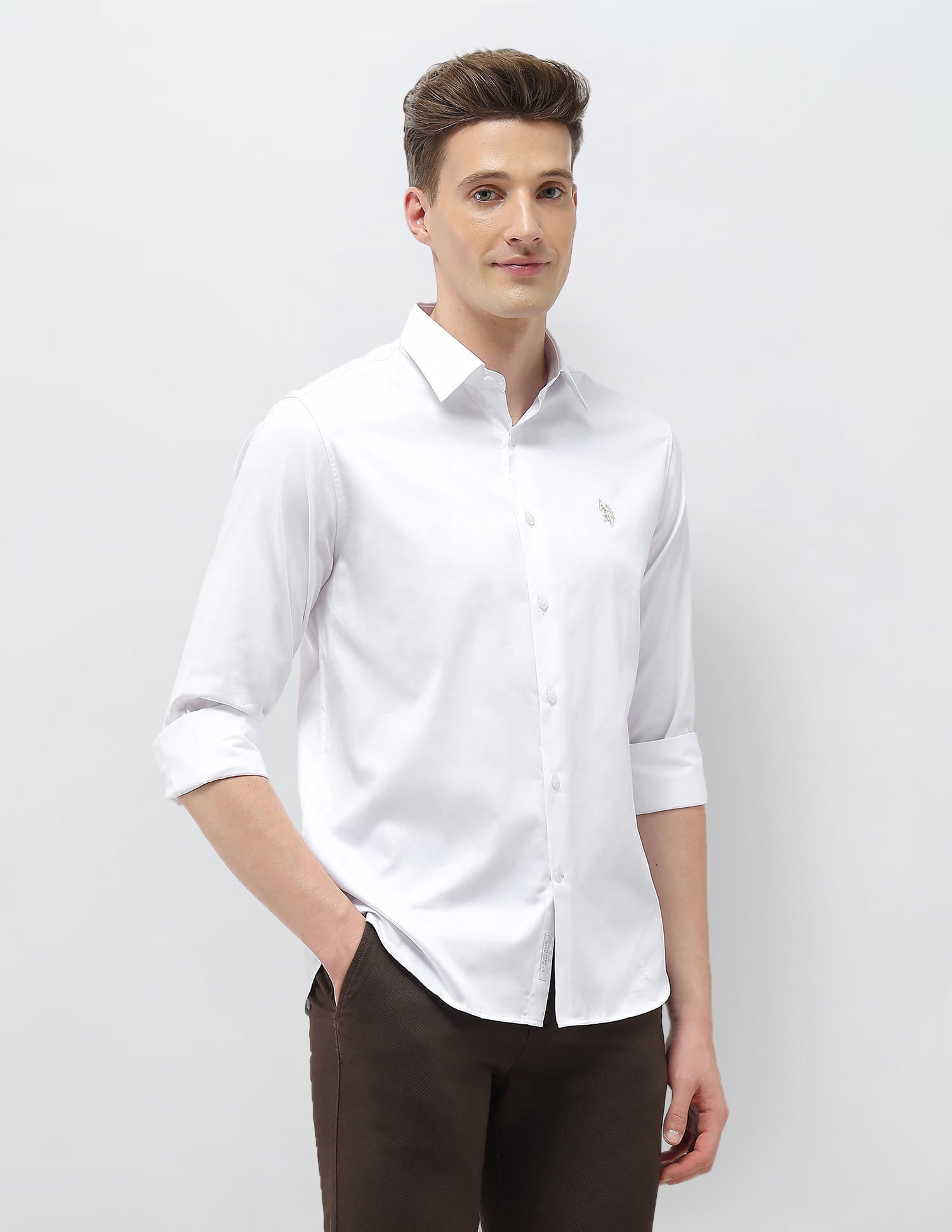 Solid Tailored Fit Shirt White - U.S. Polo Assn. India | Large