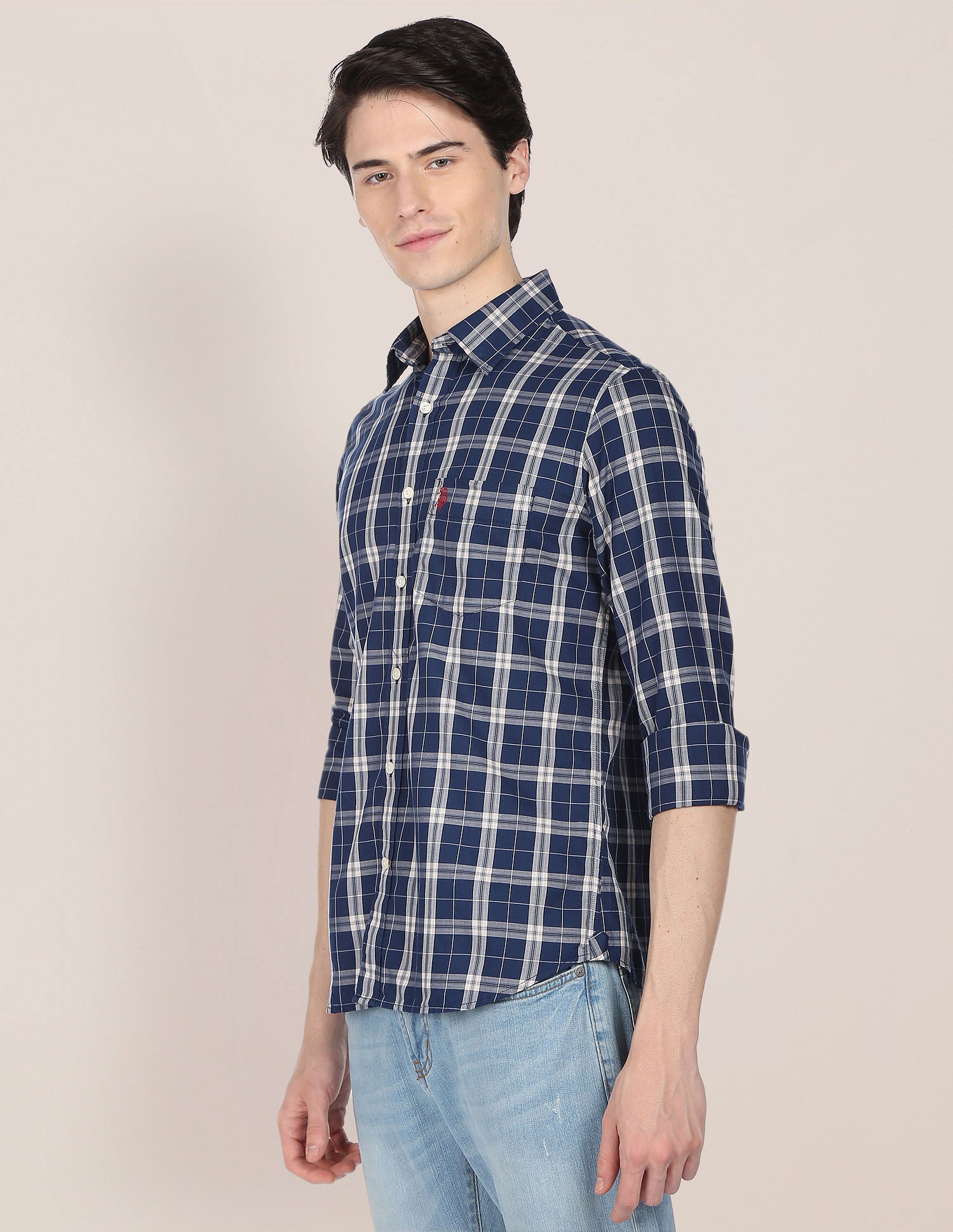 Tartan Check Twill Casual Shirt Navy - U.S. Polo Assn. India | Large