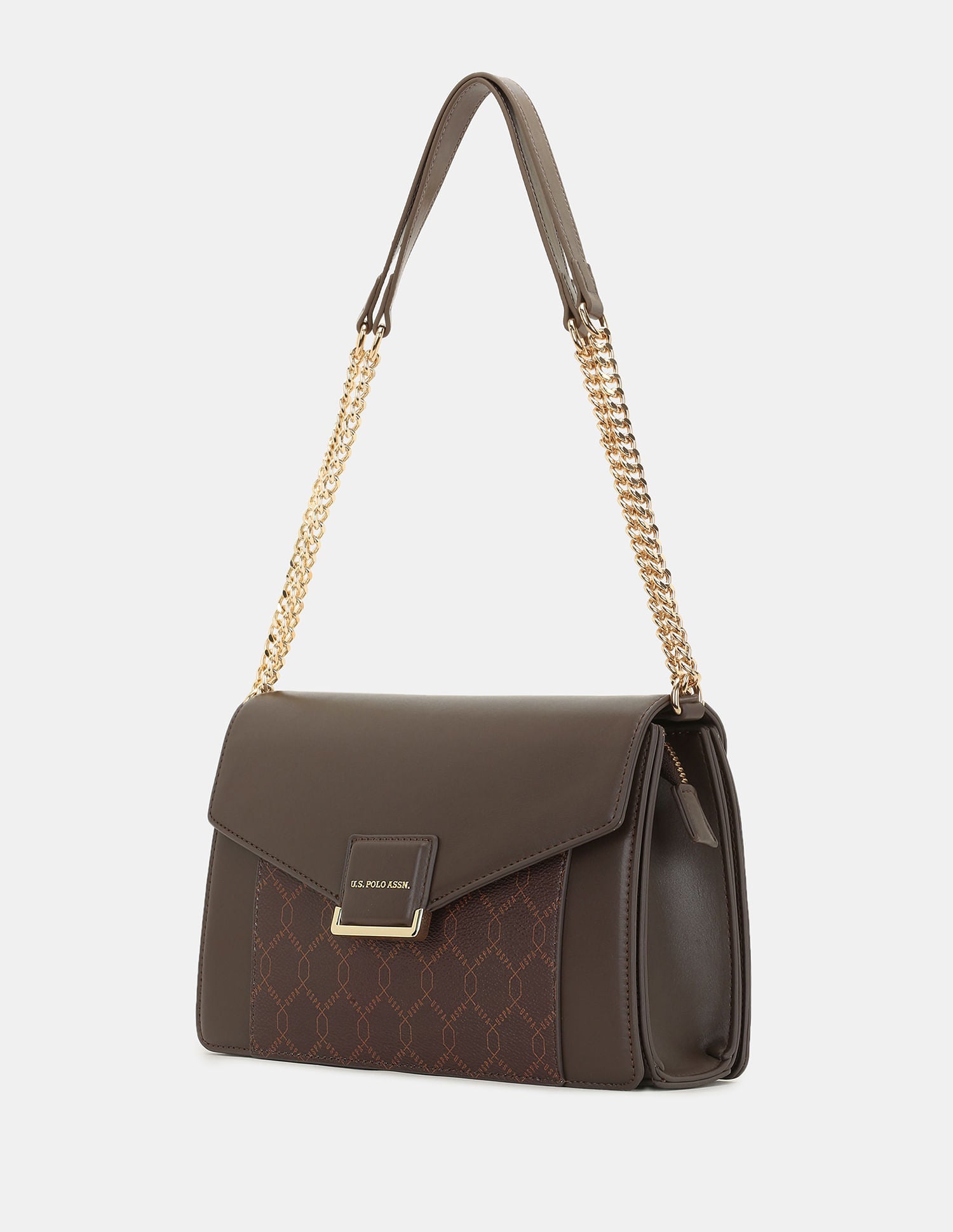 Women Birdy Sling Bag with Monogram Print Brown - U.S. POLO ASSN. | Large