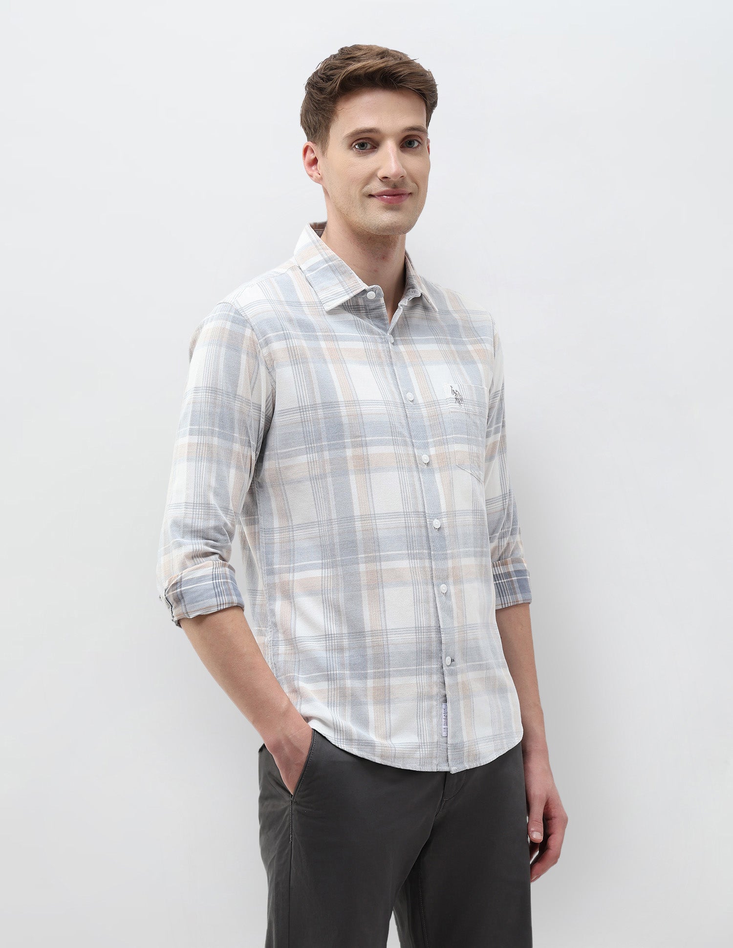 Corduroy Tailored Fit Shirt Grey - U.S. POLO ASSN. | Large