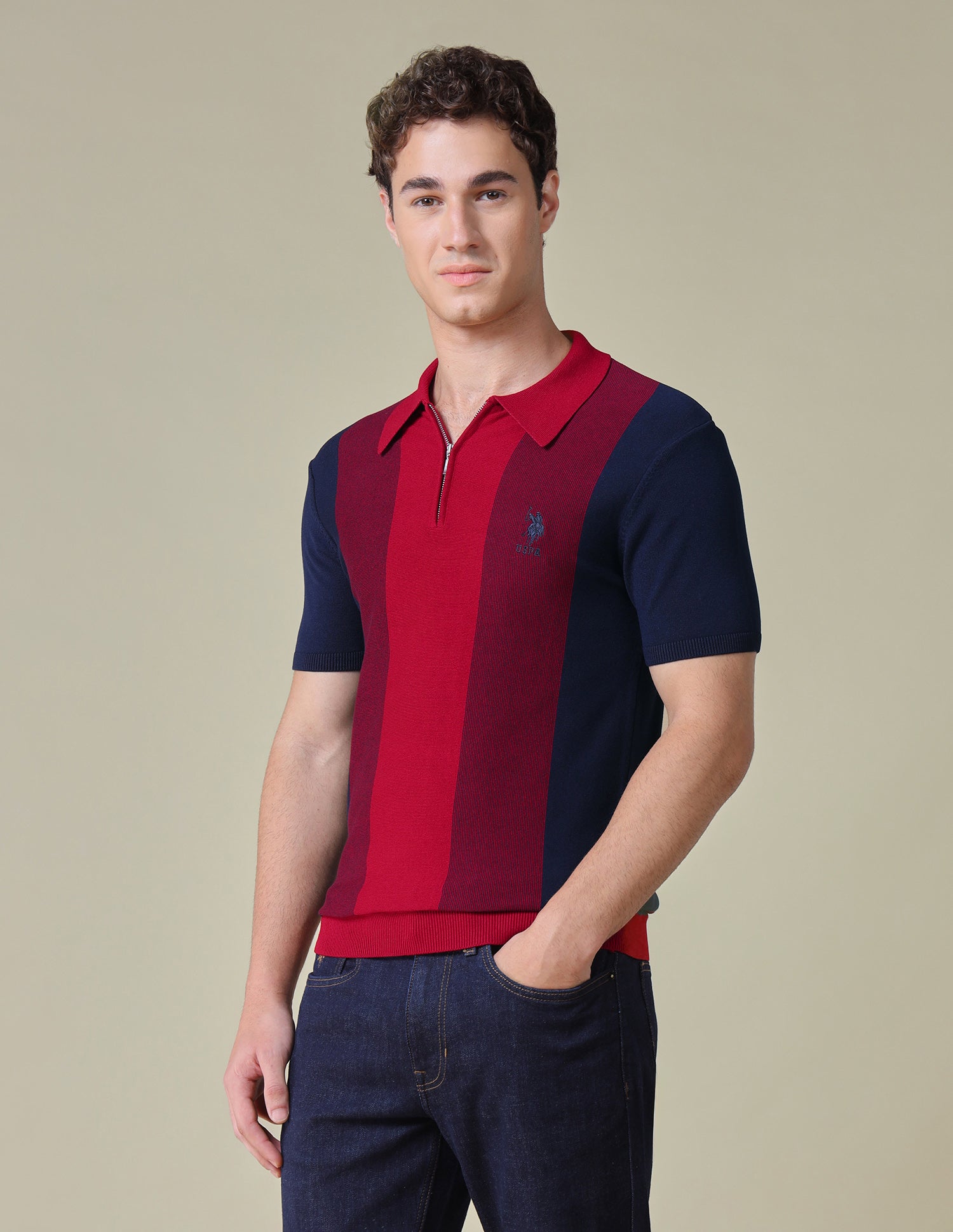 Colourblocked Regular Fit Polo Shirt Navy - U.S. Polo Assn. India | Large