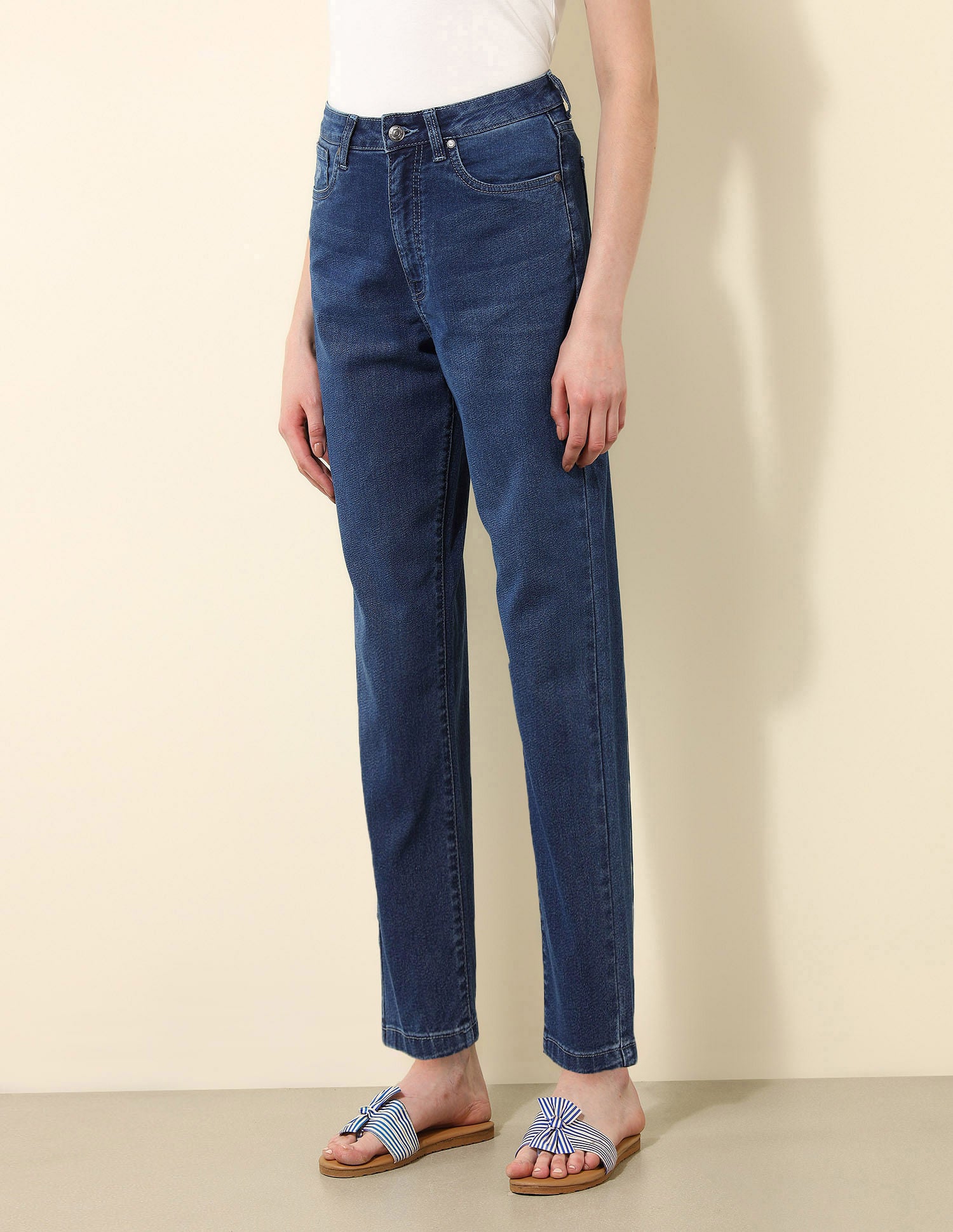 High Rise Mom Fit Jeans Dark Blue - U.S. POLO ASSN. | Large