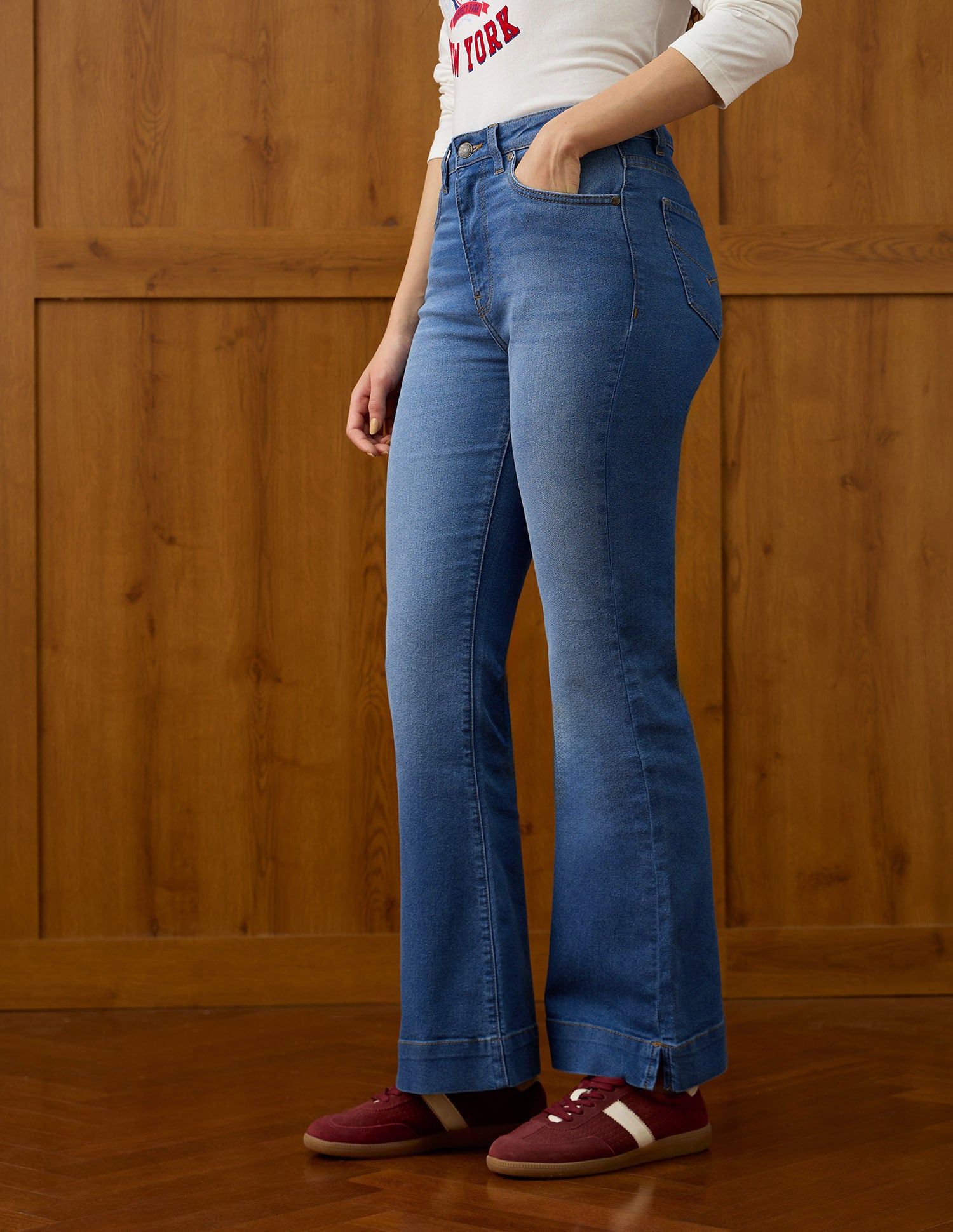 High Rise Flared Fit Jeans Blue - U.S. POLO ASSN. | Large