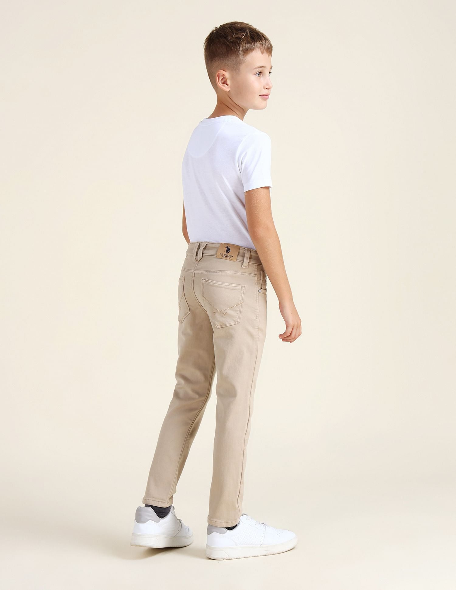 Boys Slim Fit Mid Rise Jeans Beige - U.S. POLO ASSN. | Large