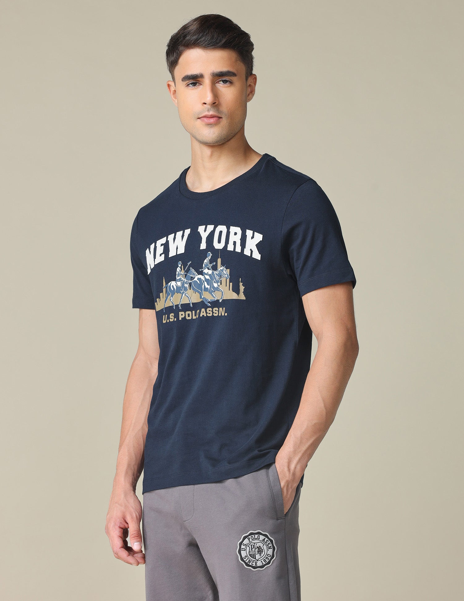 Pure Cotton Graphic Printed T- Shirt Navy - U.S. POLO ASSN. | Large