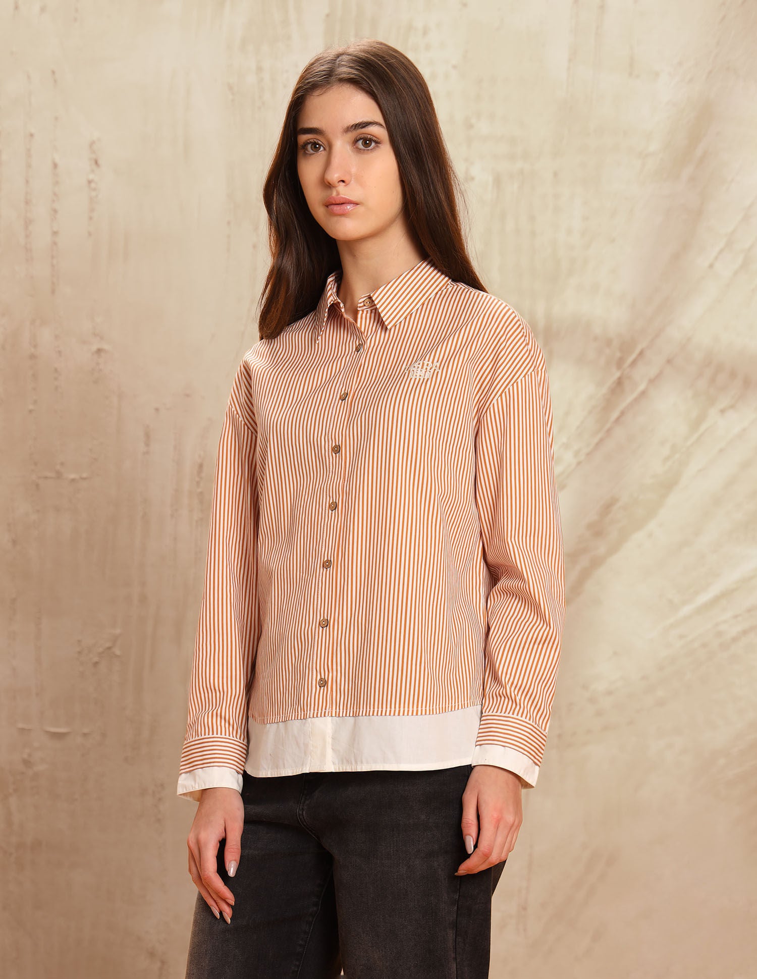 Vertical Striped Regular Fit Shirt Rust - U.S. POLO ASSN. | Large