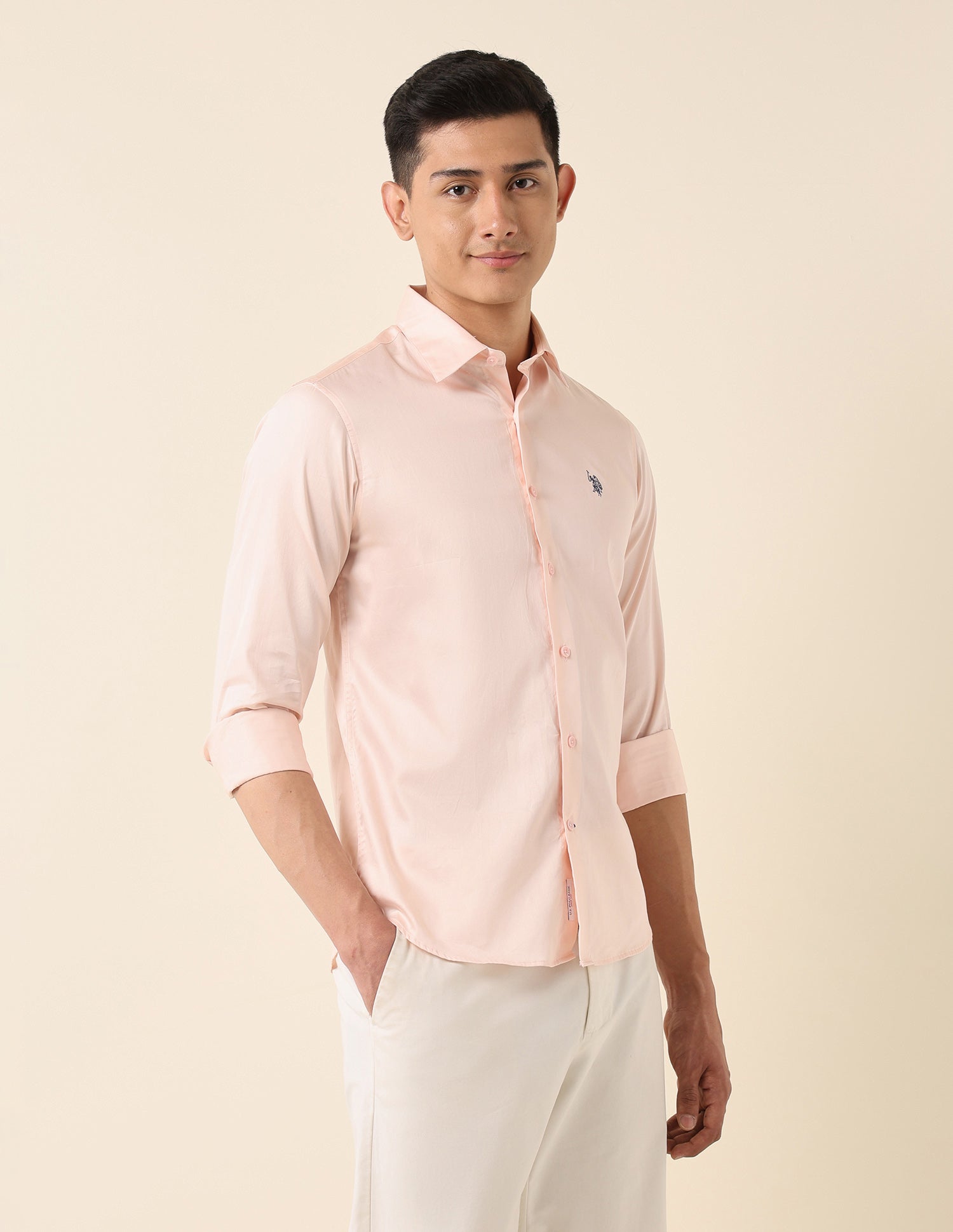 Solid Pure Cotton Shirt Pink - U.S. Polo Assn. India | Large