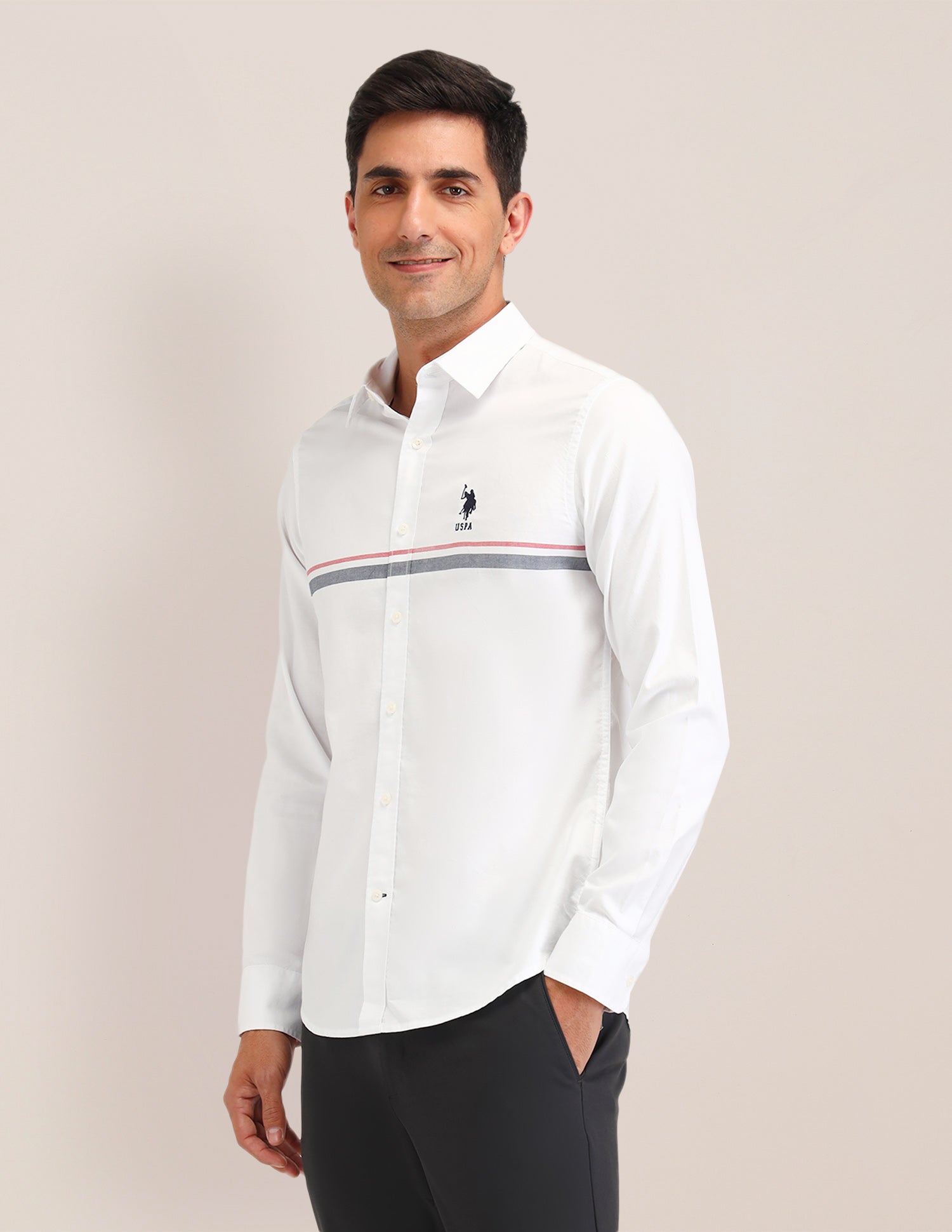 Horizontal Striped Regular Fit Shirt White - U.S. POLO ASSN. | Large