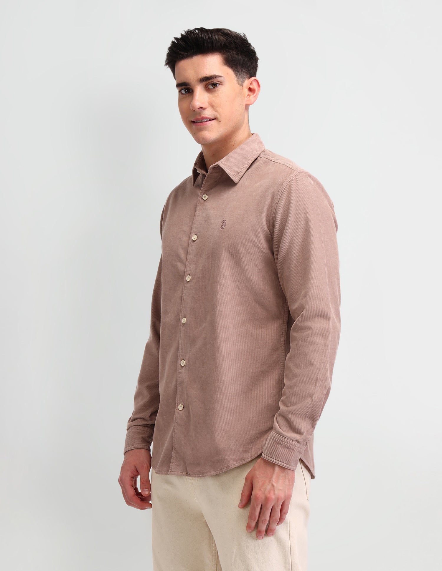 Textured Slim Fit Shirt Pink - U.S. POLO ASSN. | Large