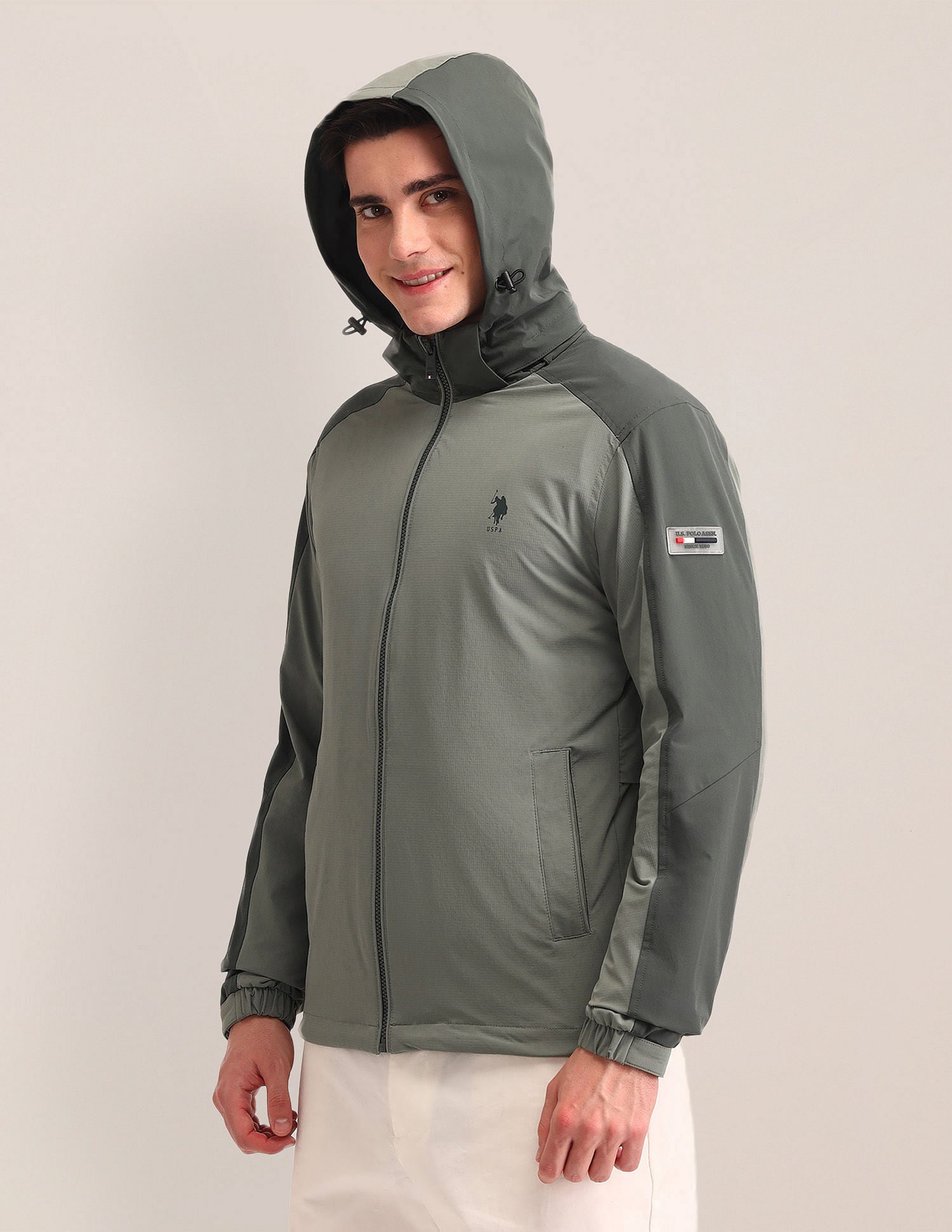 Regular Fit Solid Bomber Jacket Sage Green - U.S. POLO ASSN. | Large