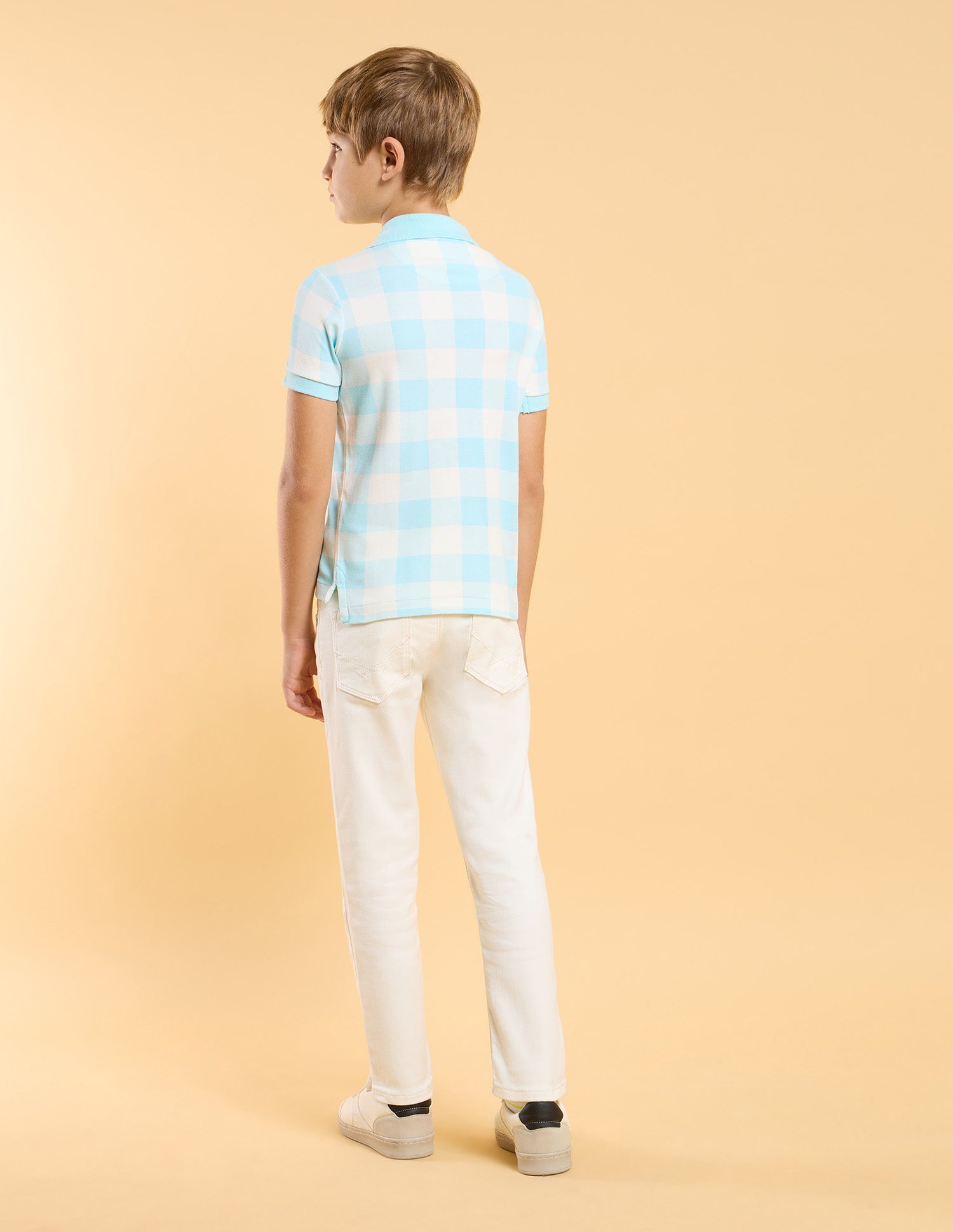 Boys Checked Regular Fit Polo Shirt Light Blue - U.S. POLO ASSN. | Large