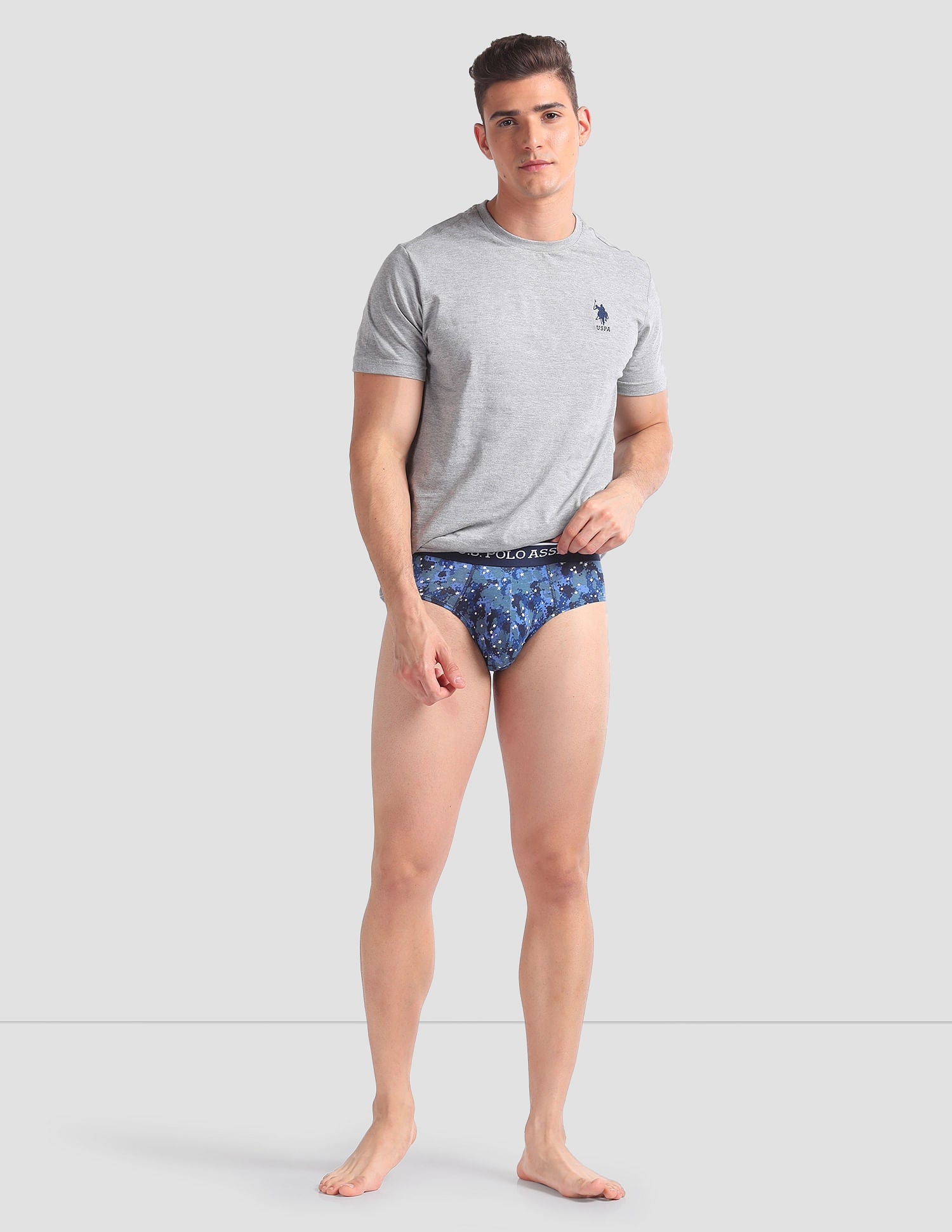 Abrasion Free Printed OEB01 Briefs - Pack Of 3 Blue, Red and Grey - U.S. POLO ASSN. | Large