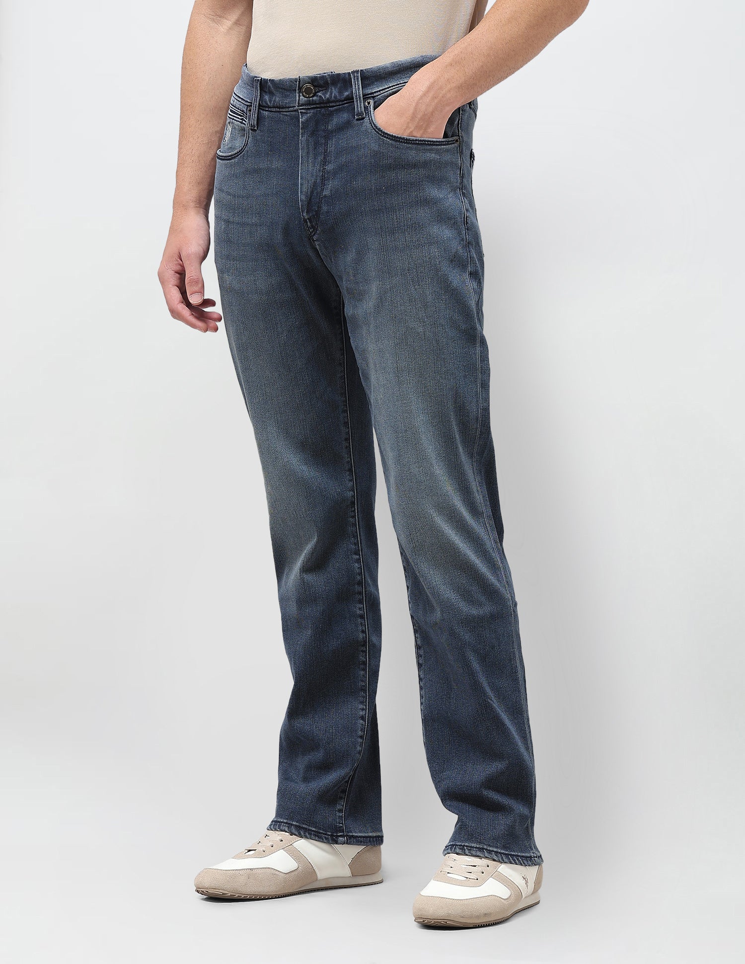 Harold Slim Straight Fit Blue Jeans Mid Blue - U.S. Polo Assn. India | Large