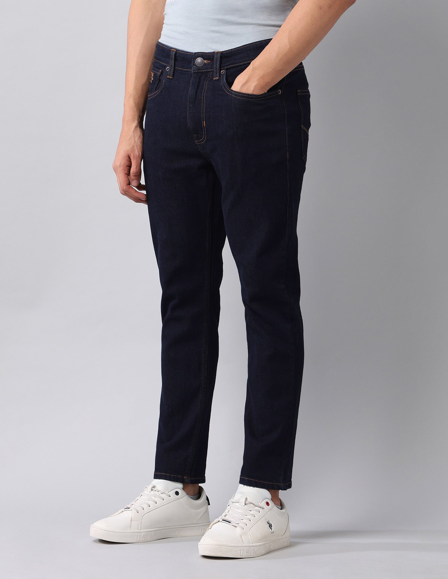 Cole Comfort Cropped Fit Blue Jeans Dark Blue - U.S. Polo Assn. India | Large