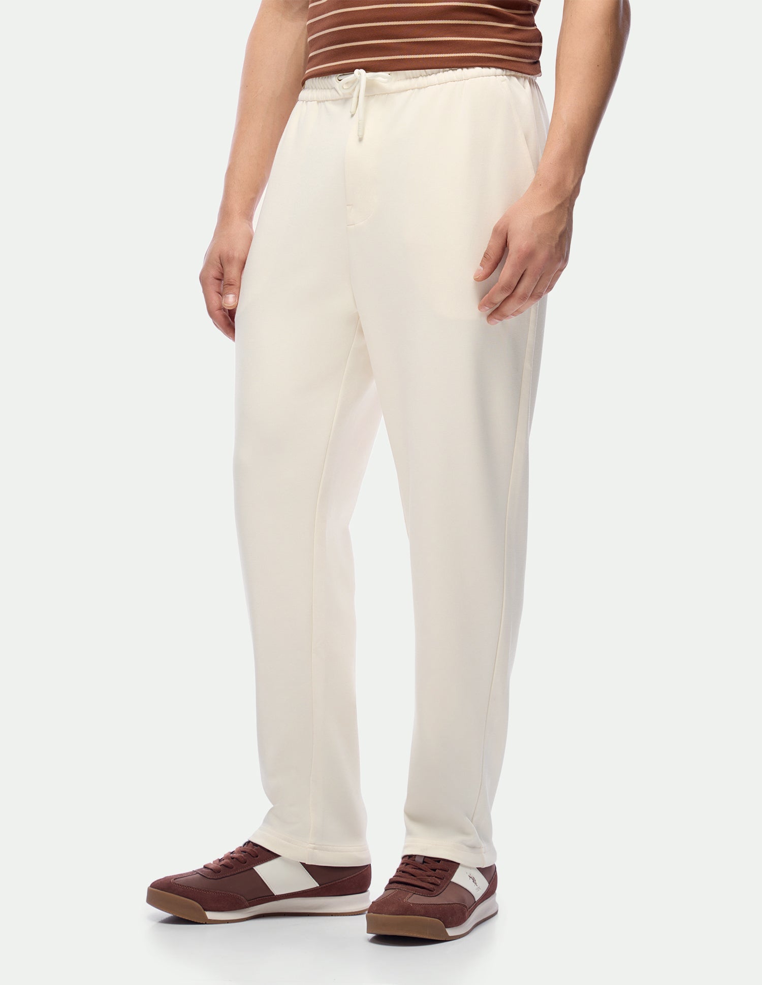 Mid Rise Regular Fit Track Pants Off White - U.S. Polo Assn. India | Large
