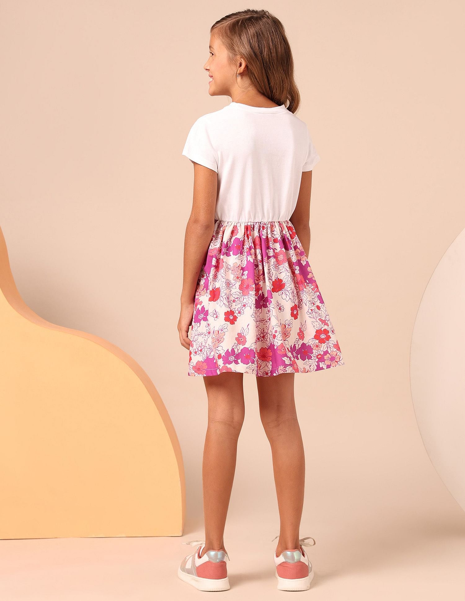 Girls Floral Printed Fit And Flare Dress Ecru - U.S. POLO ASSN. | Large