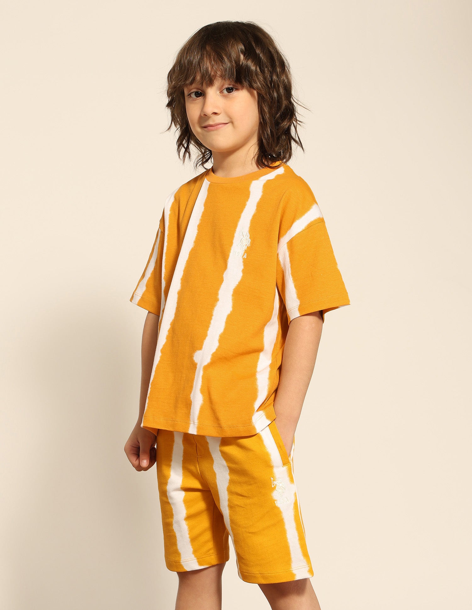 Boys All Over Printed Relaxed Fit T-Shirt Yellow - U.S. POLO ASSN. | Large