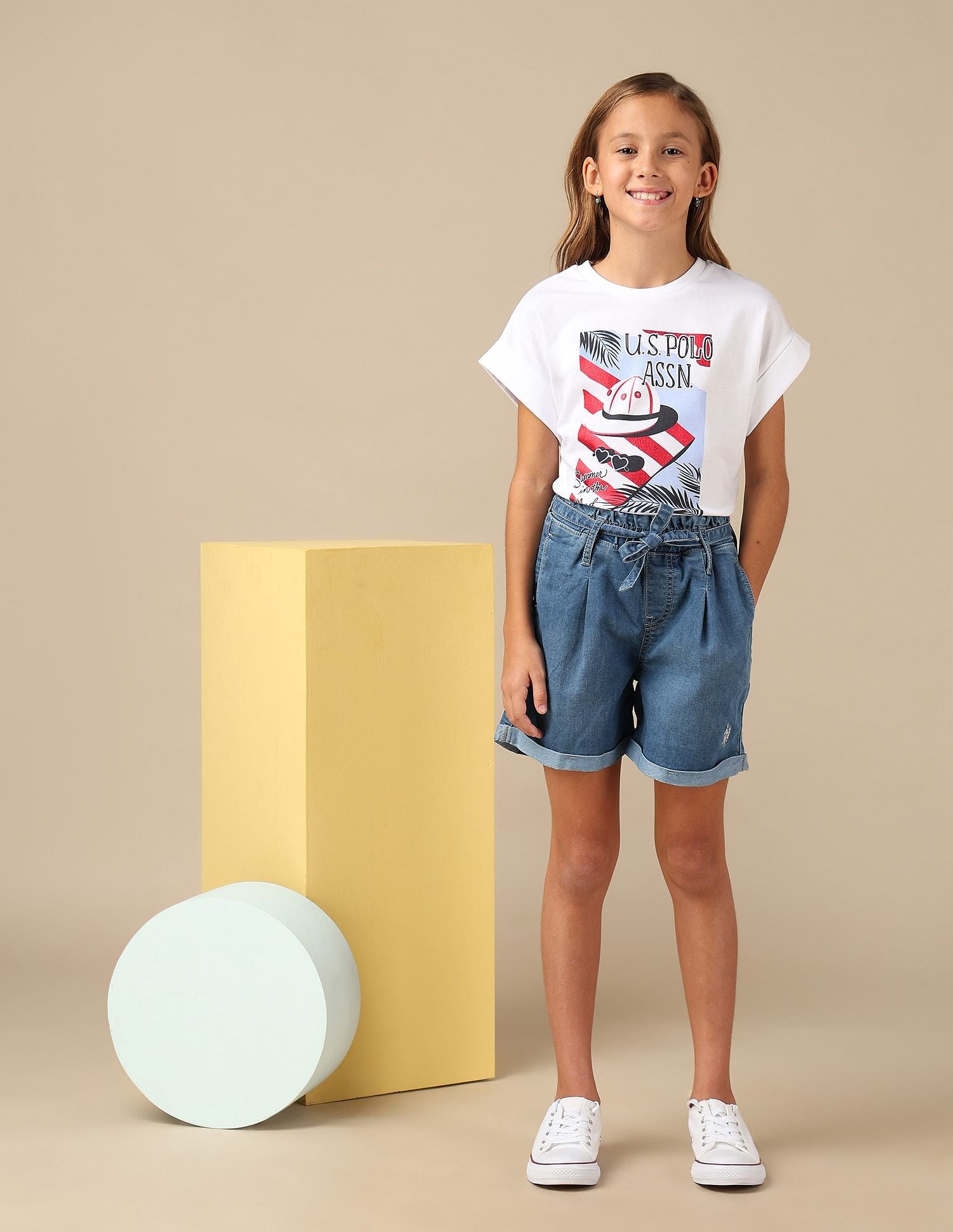 Girls Resort Graphic Cotton T-Shirt White - U.S. POLO ASSN. | Large