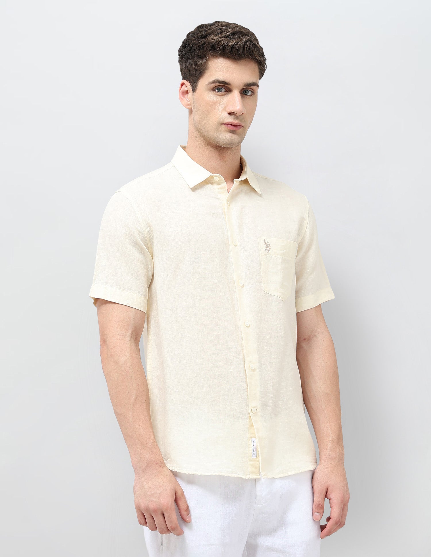 Heathered Tailored Fit Shirt Light Yellow - U.S. POLO ASSN. | Large