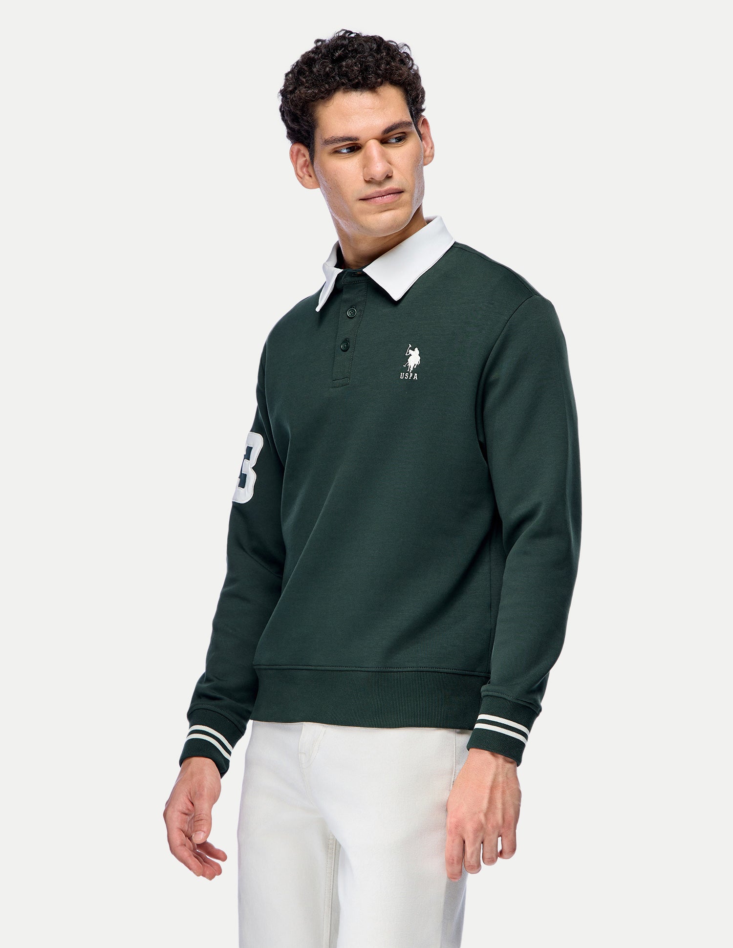 Solid Slim Fit Sweatshirt Dark Green - U.S. Polo Assn. India | Large