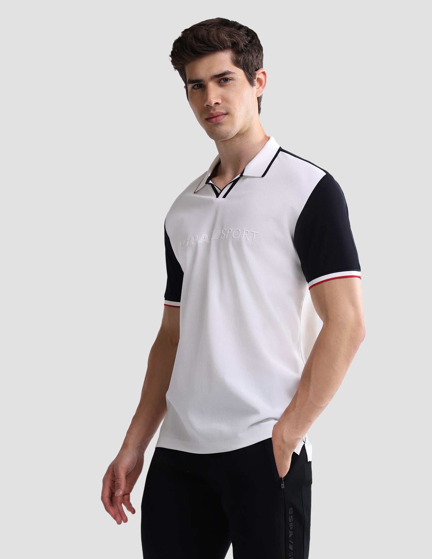 Colourblocked Slim Fit Active Polo Shirt White - U.S. Polo Assn. India | Large