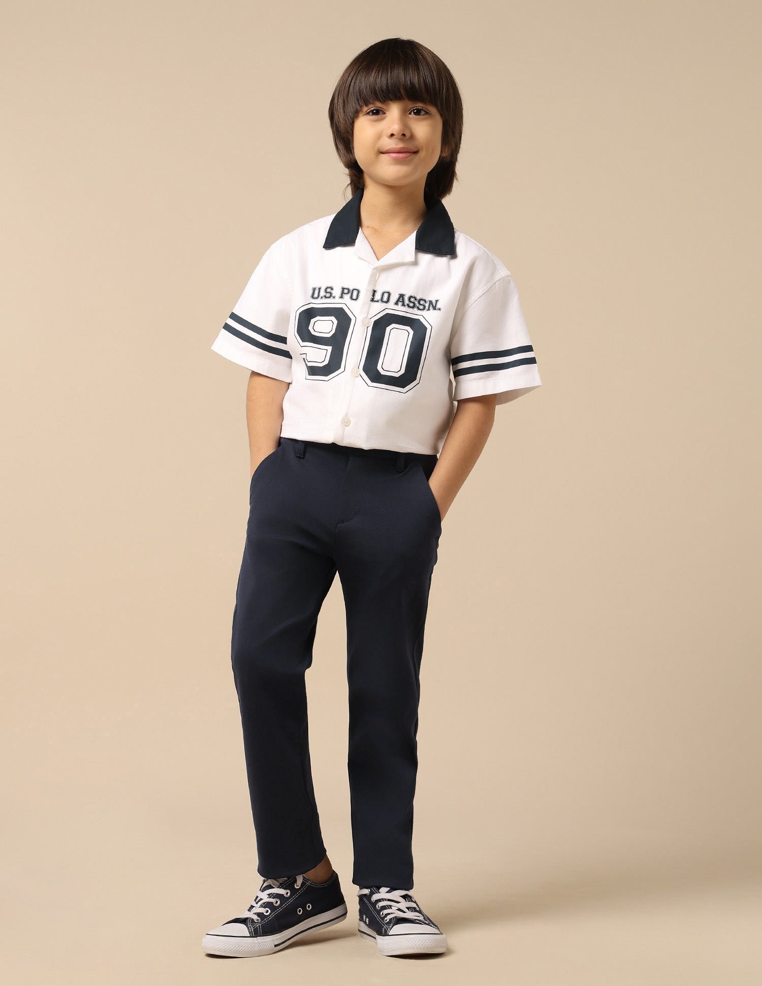 Boys Solid Slim Fit Trousers Navy - U.S. POLO ASSN. | Large