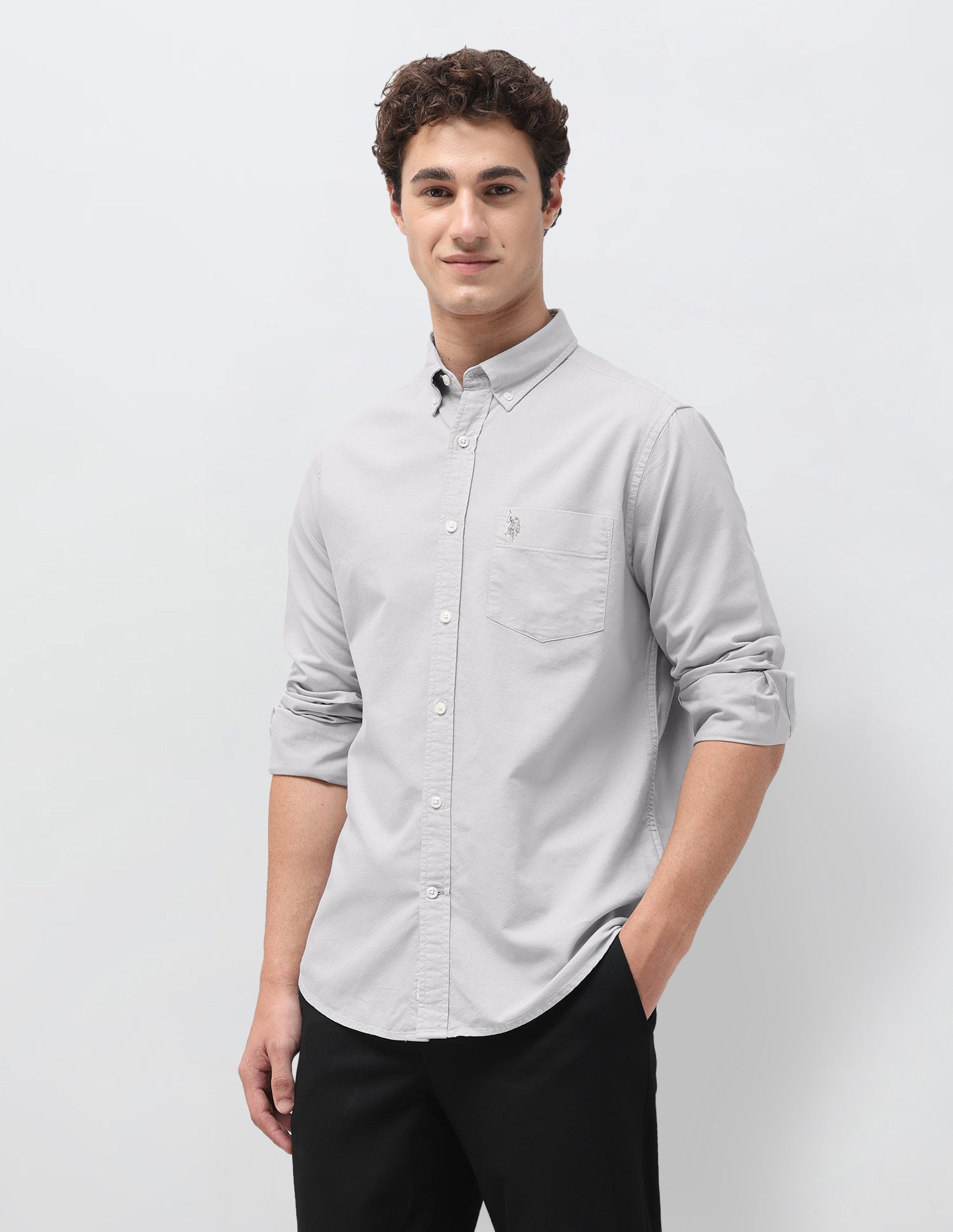 Tailored Fit Oxford Shirt Dark Grey - U.S. Polo Assn. India | Large
