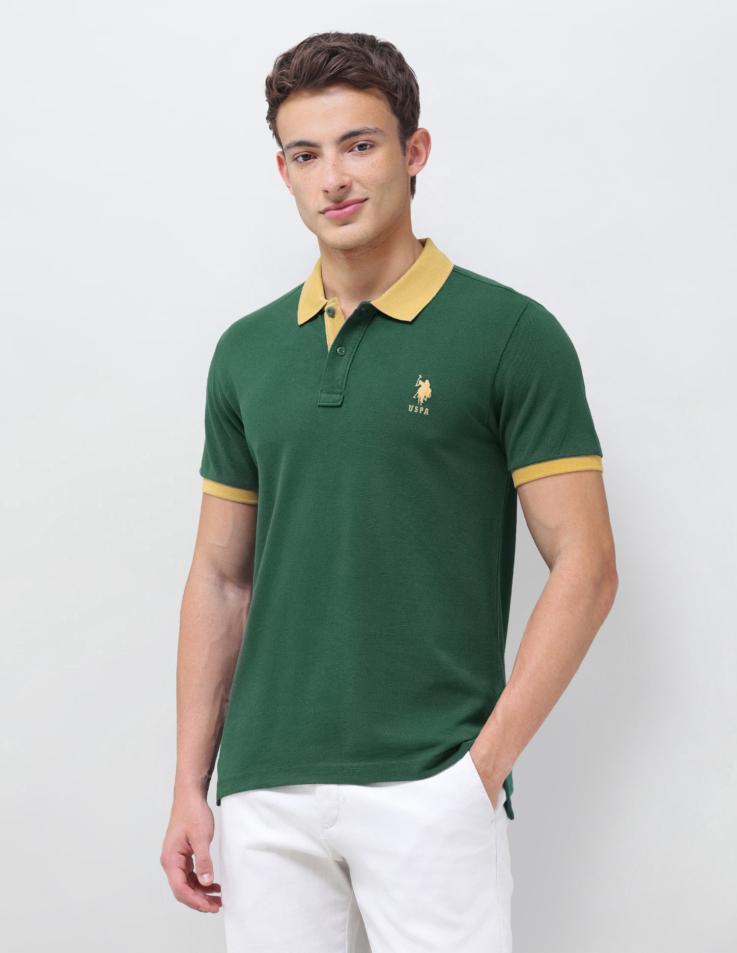 Solid Regular Fit Polo Shirt Dark Green - U.S. Polo Assn. India | Large