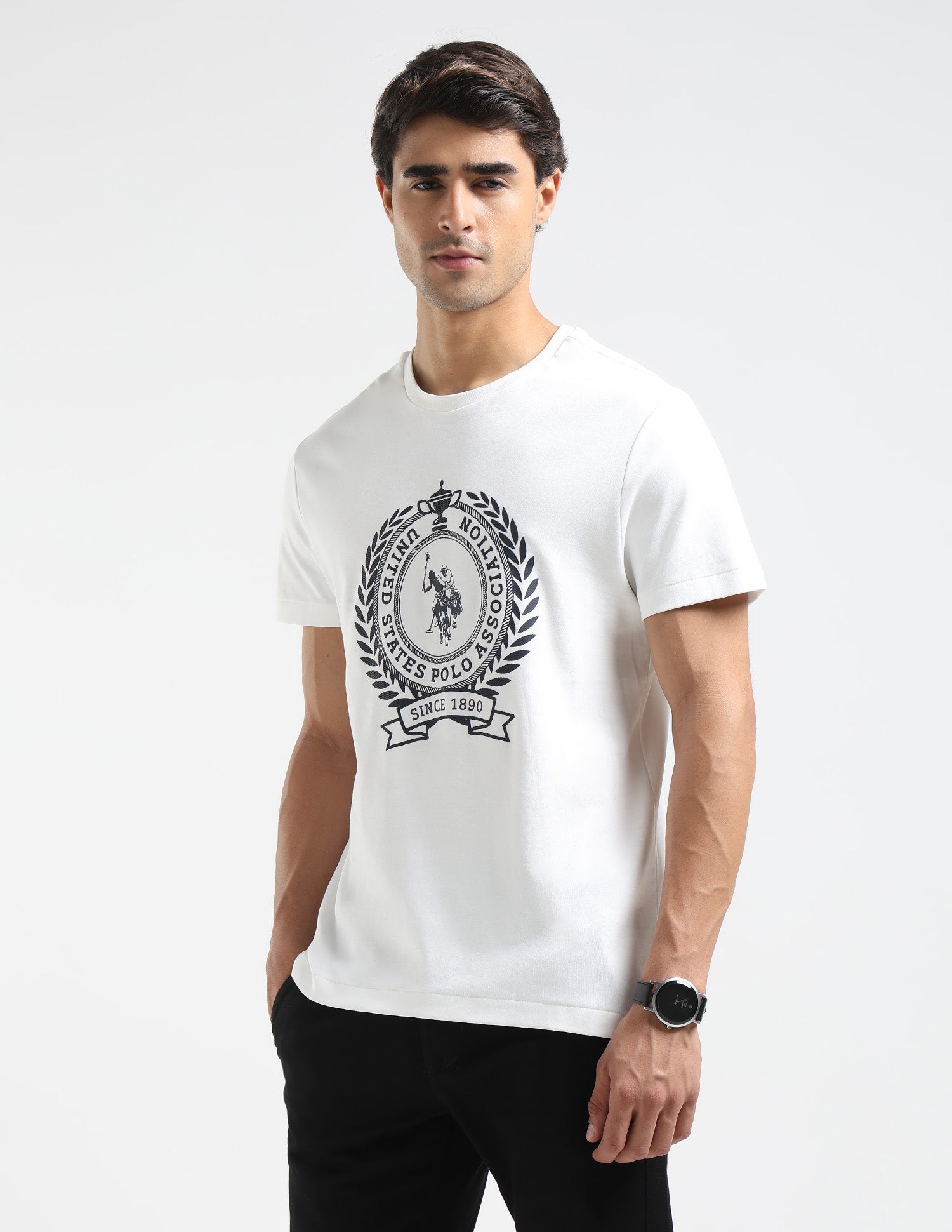 Brand Printed Regular Fit T Shirt Off White - U.S. POLO ASSN. | Large