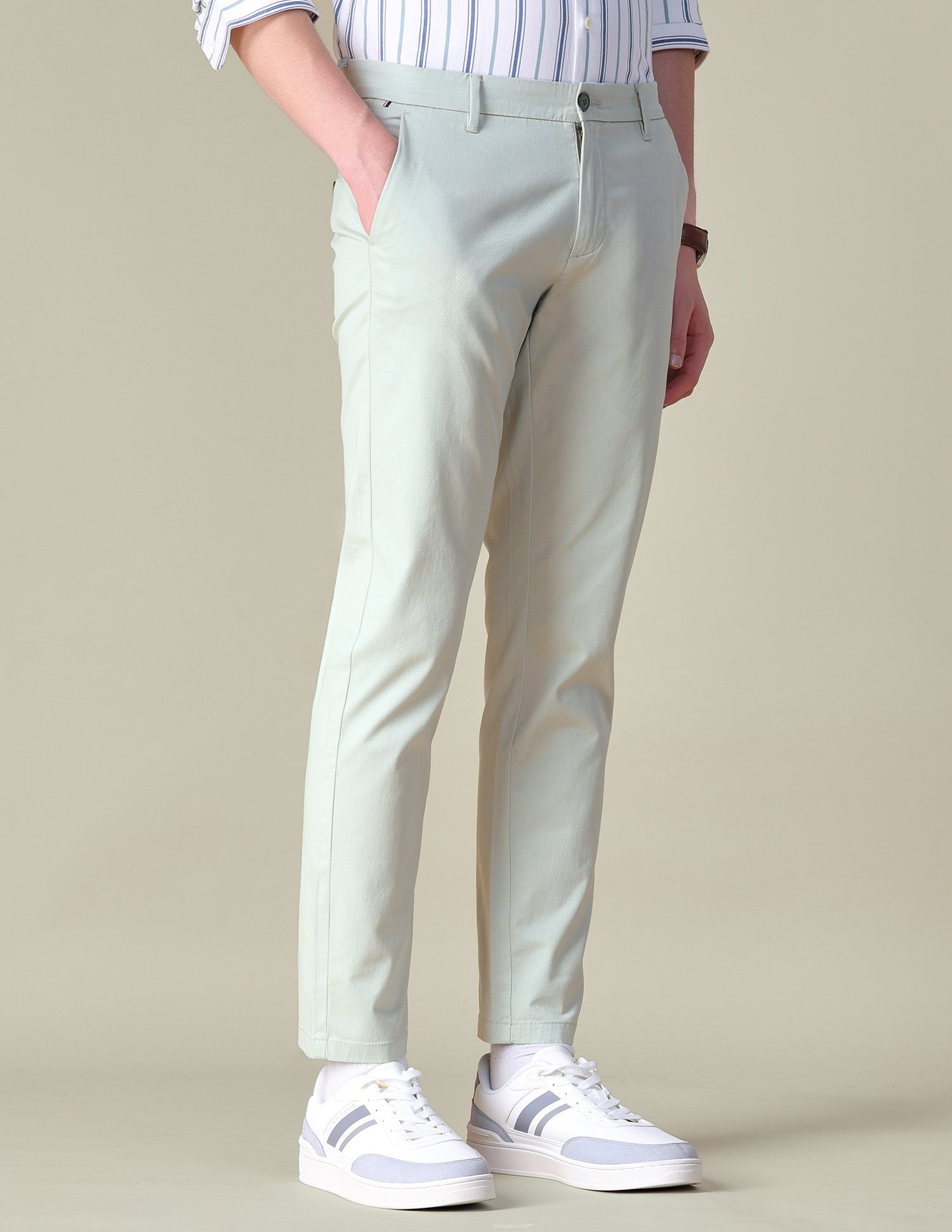 Twill Austin Trim Regular Fit Trousers LightÂ Pista Green - U.S. POLO ASSN. | Large