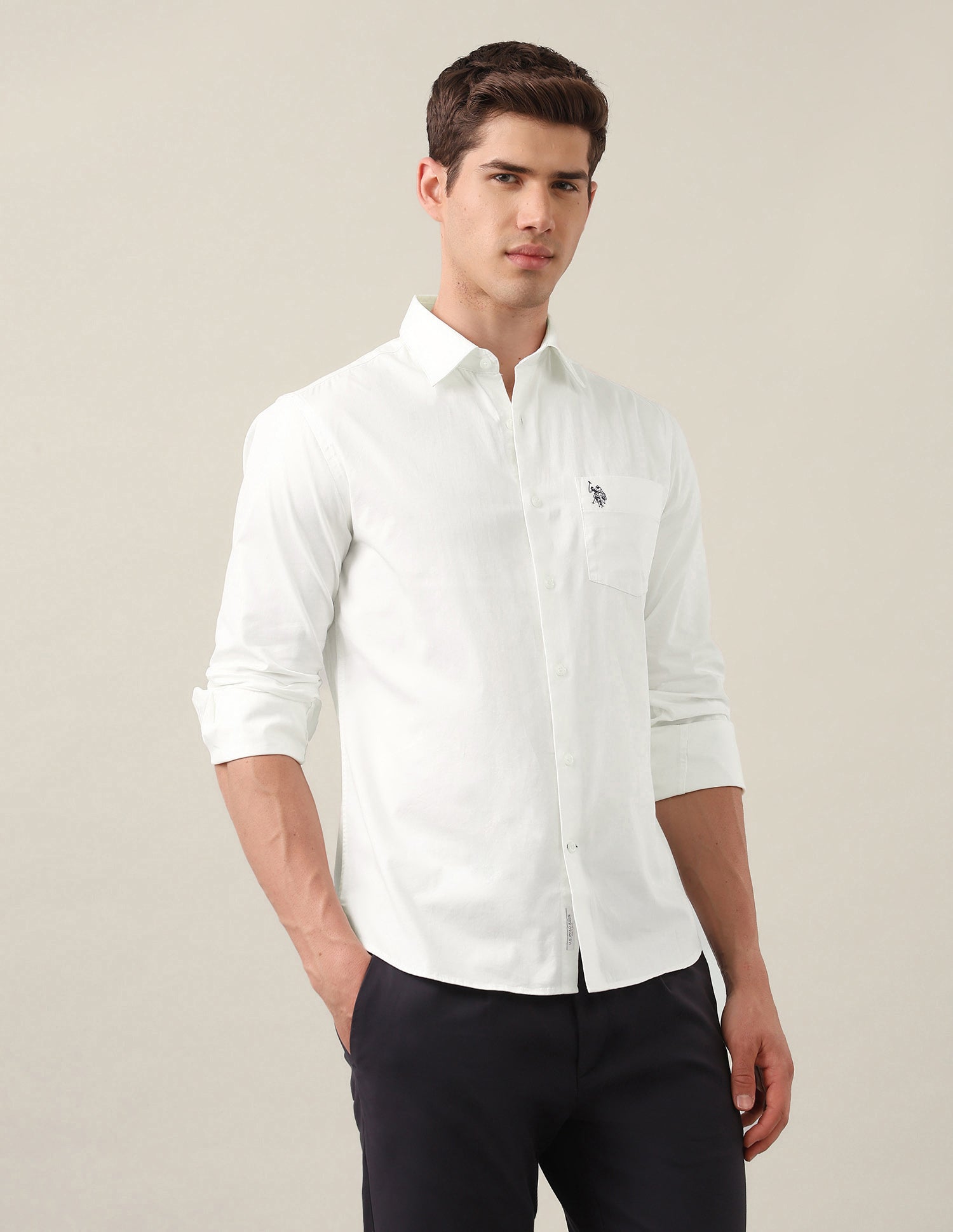 Twill Tailored Fit Shirt White - U.S. Polo Assn. India | Large