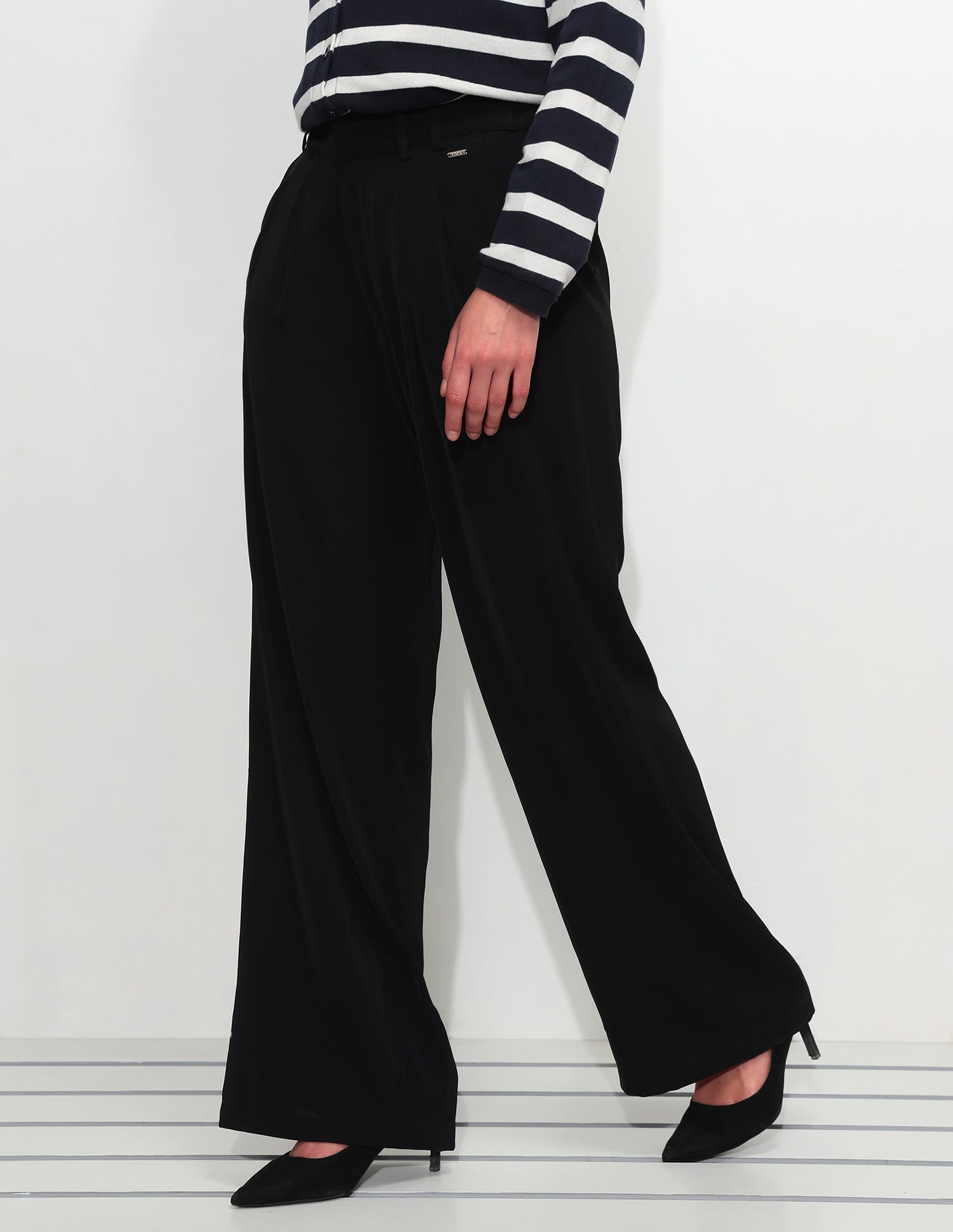 High Rise Wide Leg Trousers Black - U.S. Polo Assn. India | Large