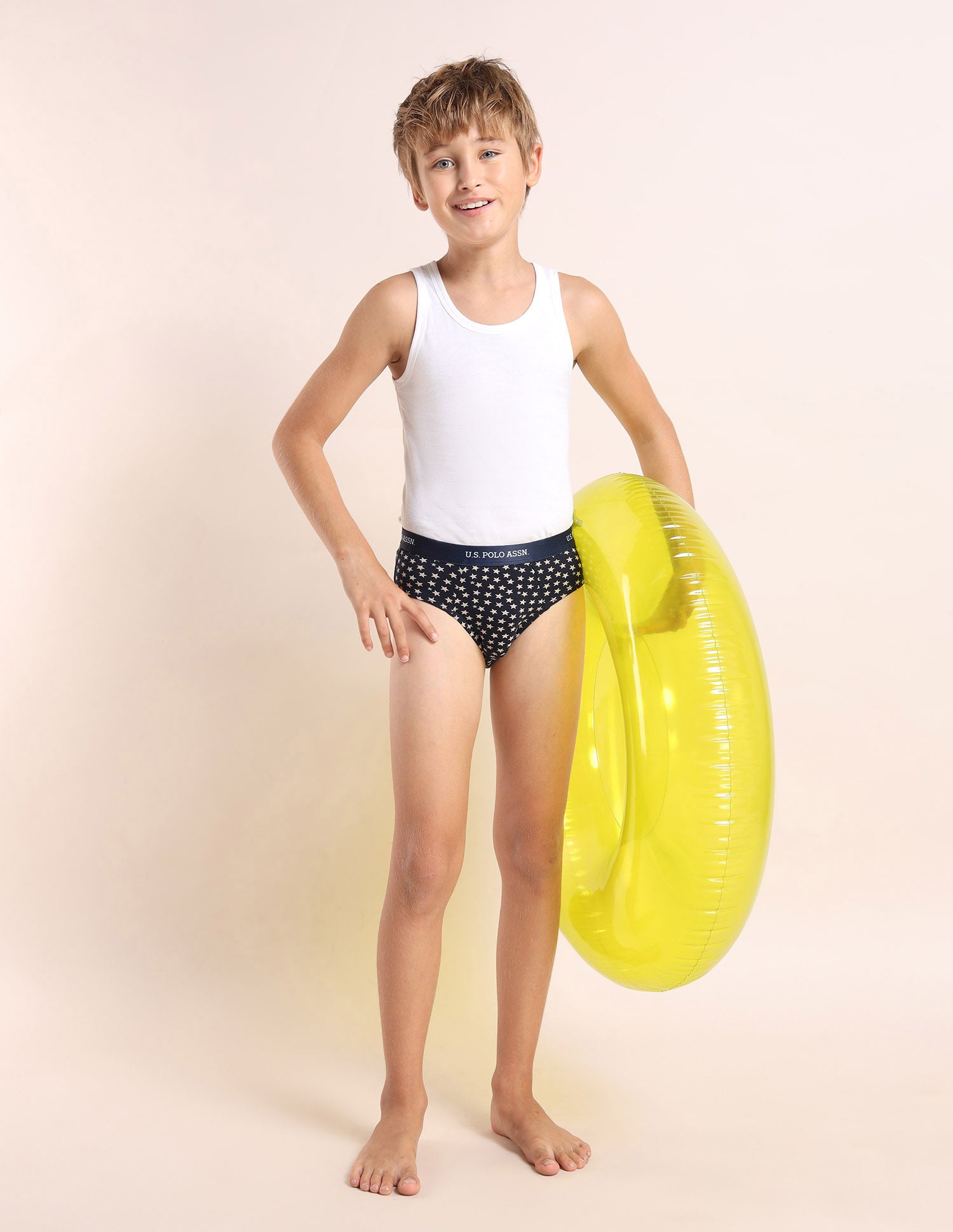 Boys Mid Rise Cotton Spandex Briefs - Pack Of 3 Navy, White and Blue - U.S. POLO ASSN. | Large