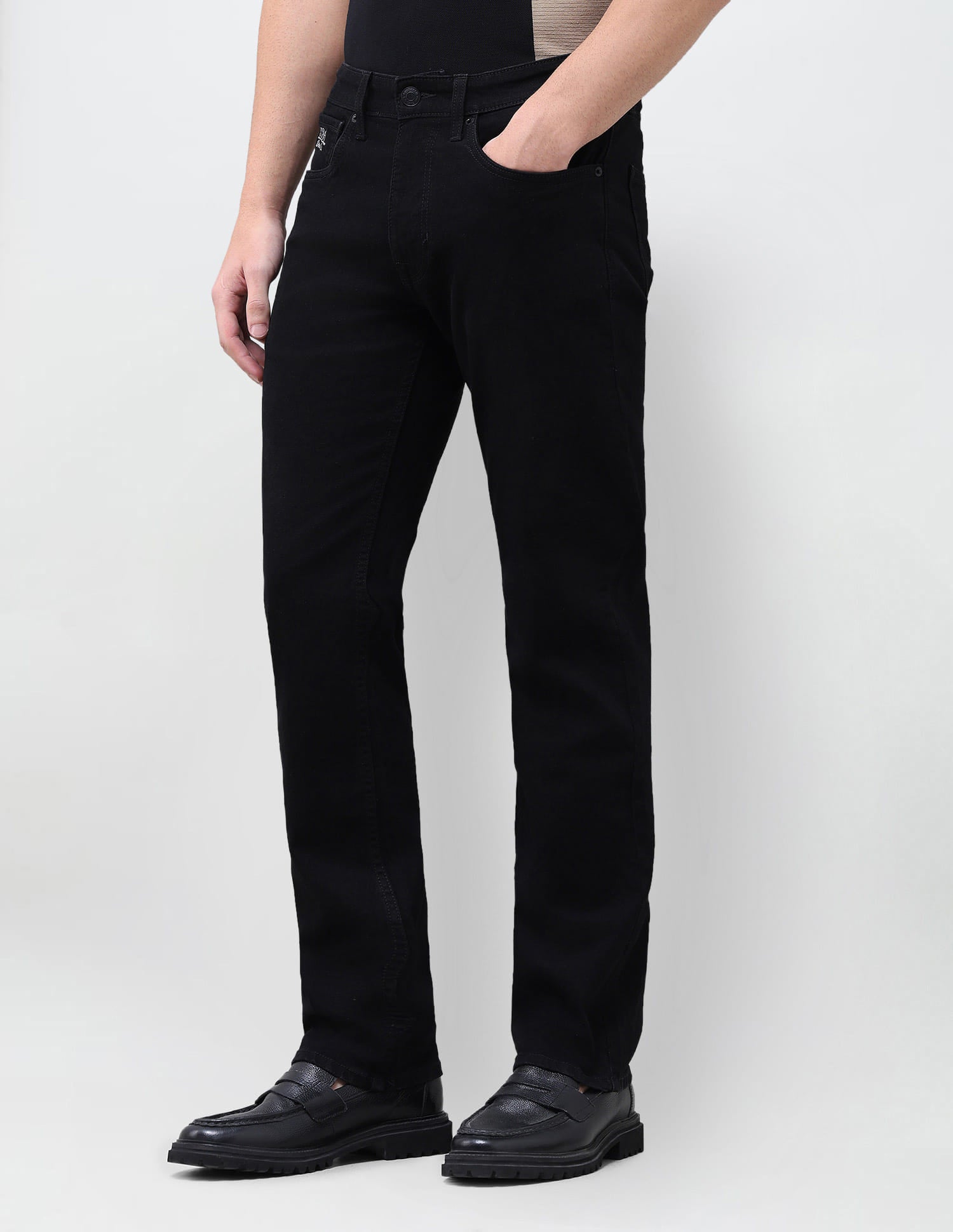 Solid Slim Straight Fit Jeans Black - U.S. Polo Assn. India | Large