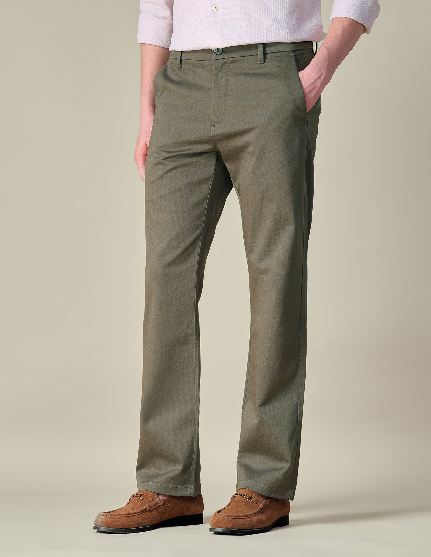 Dobby Riley Straight Fit Trousers Olive - U.S. POLO ASSN. | Large